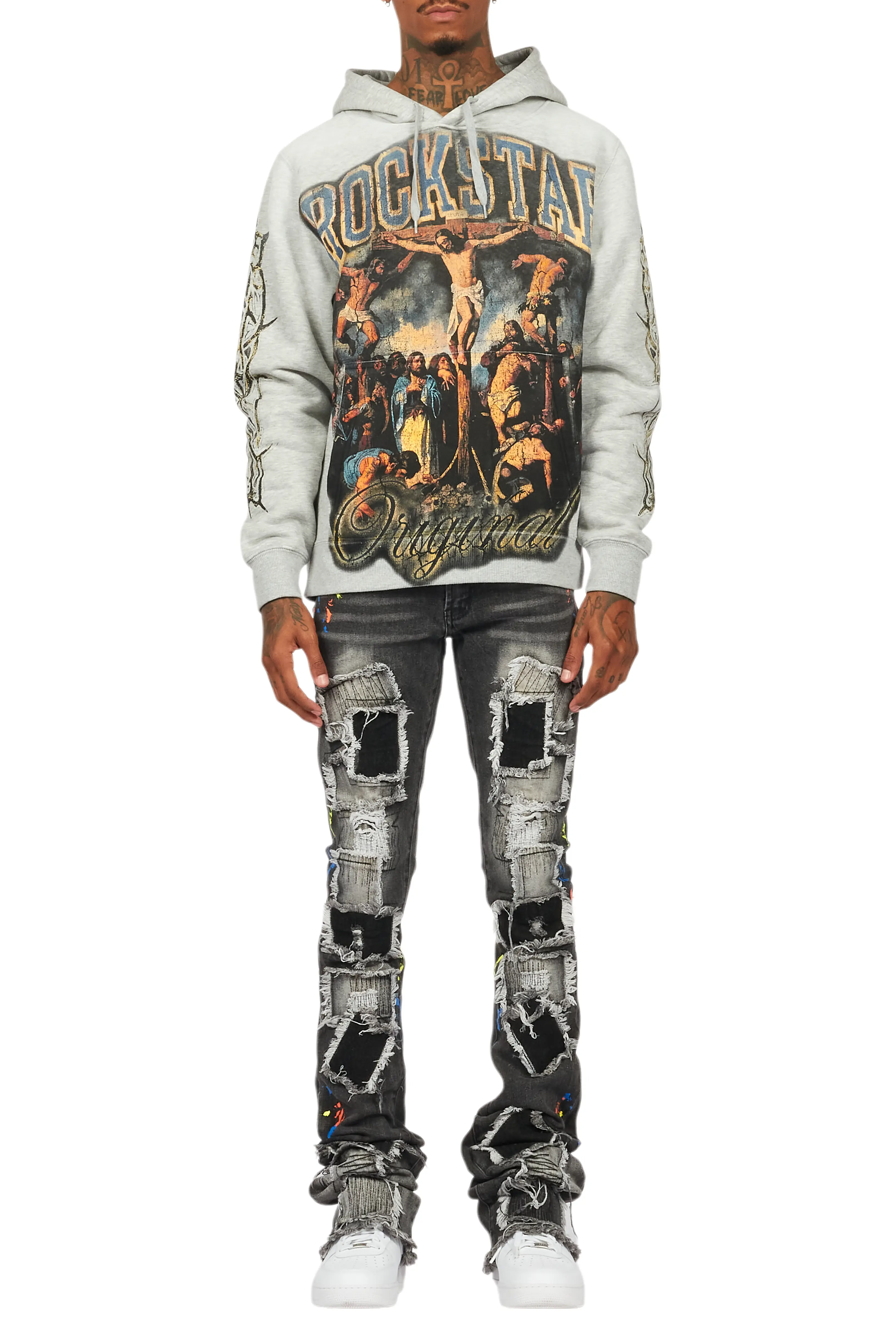 Waller Heather Grey Hoodie/Super Stacked Flare Jean Bundle - Image 10