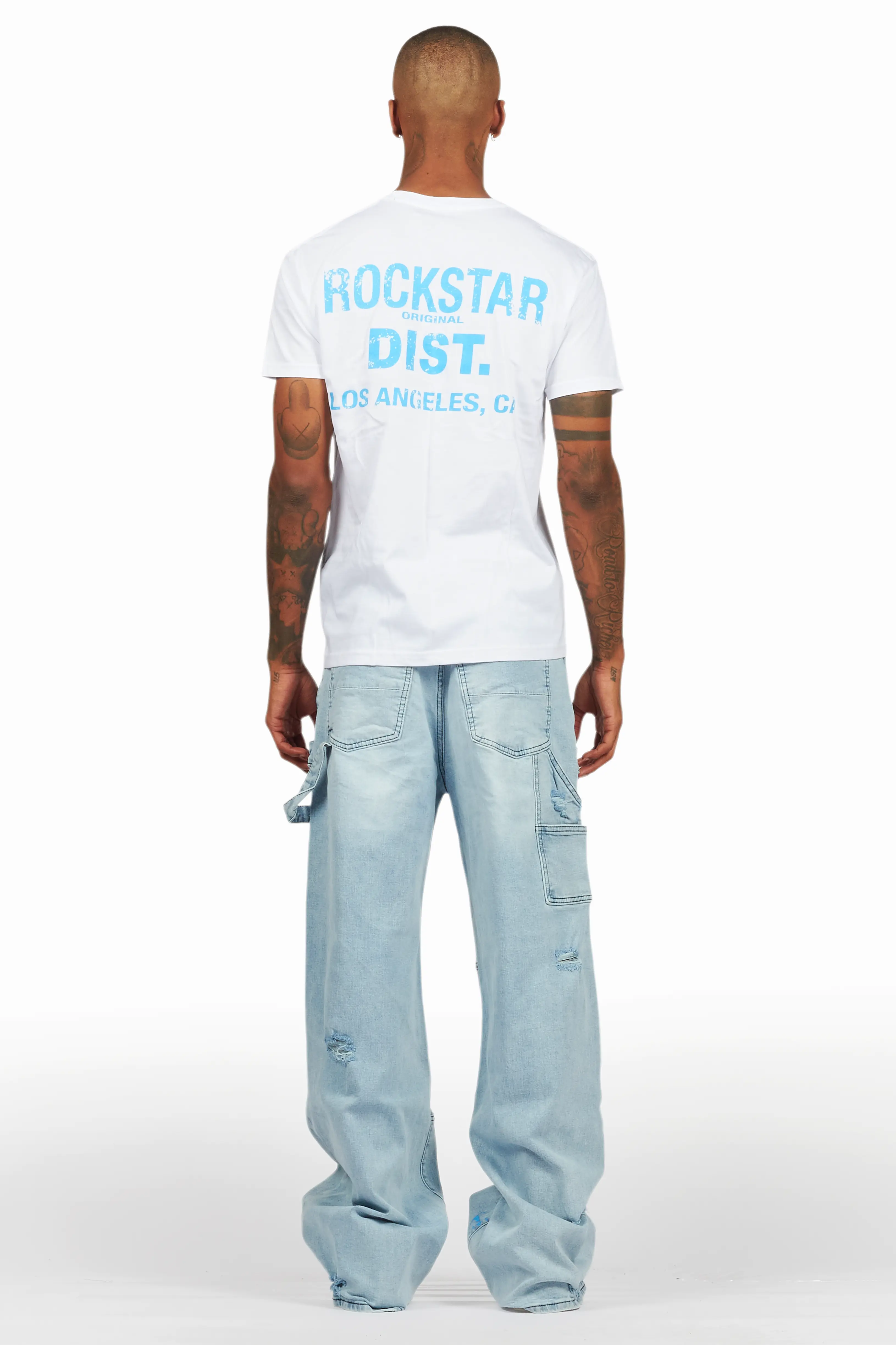 Lake White/Blue T-Shirt/Baggy Fit Cargo Jean Set - Image 4
