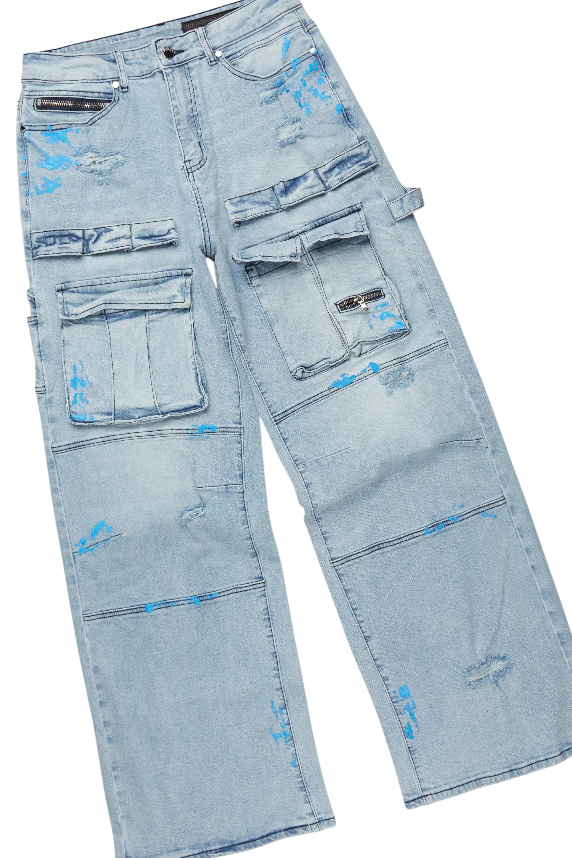 Lake White/Blue T-Shirt/Baggy Fit Cargo Jean Set - Image 9