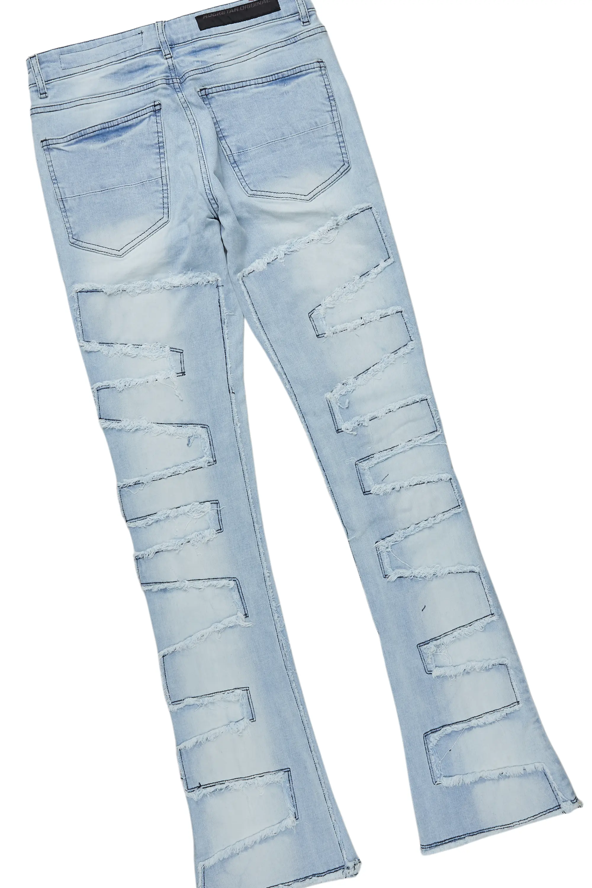 All Seeing Eyes White/Blue Long Sleeve T-Shirt/Stacked Flare Jean Set - Image 4