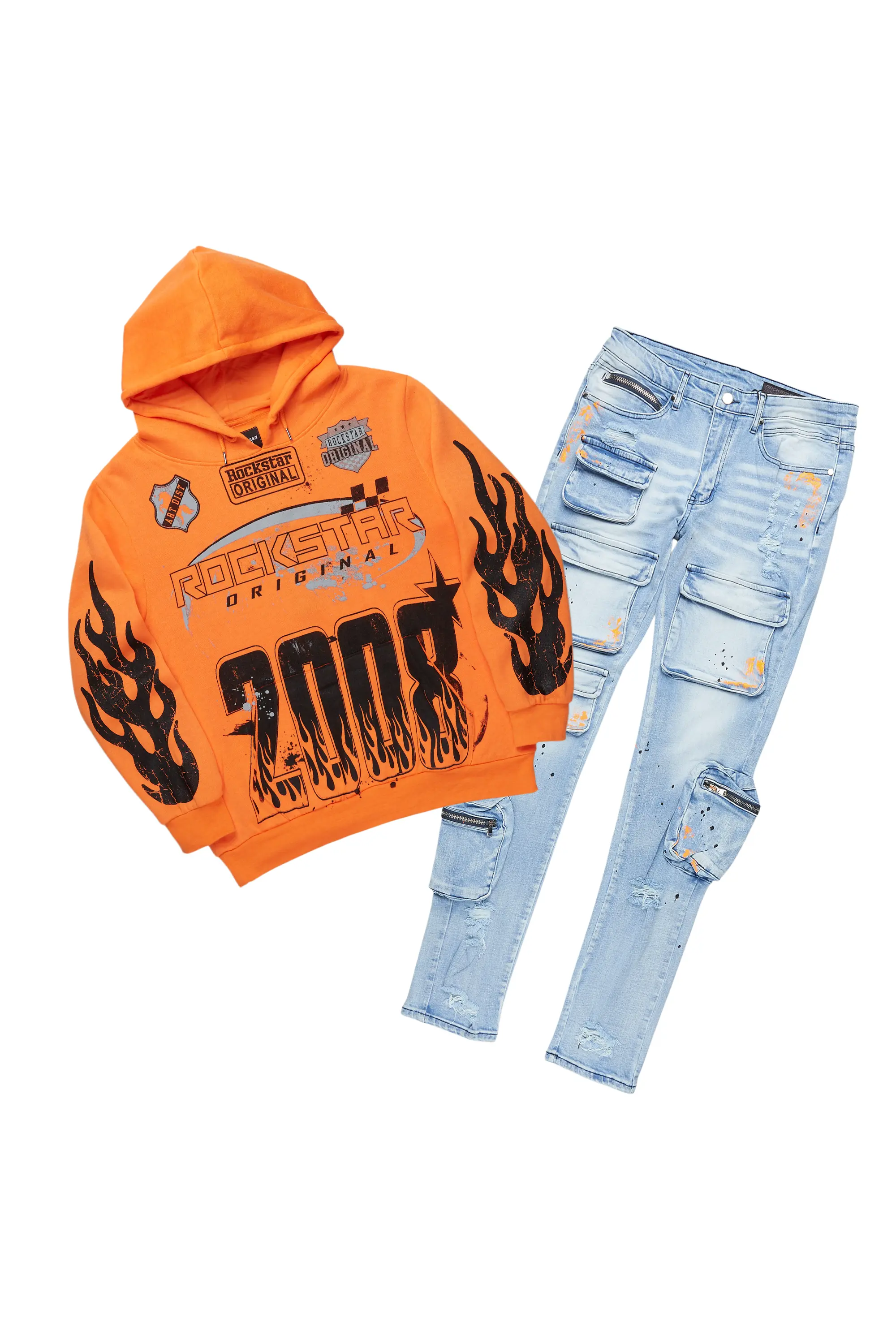 Amos Orange Hoodie/Slim Fit Jean Set