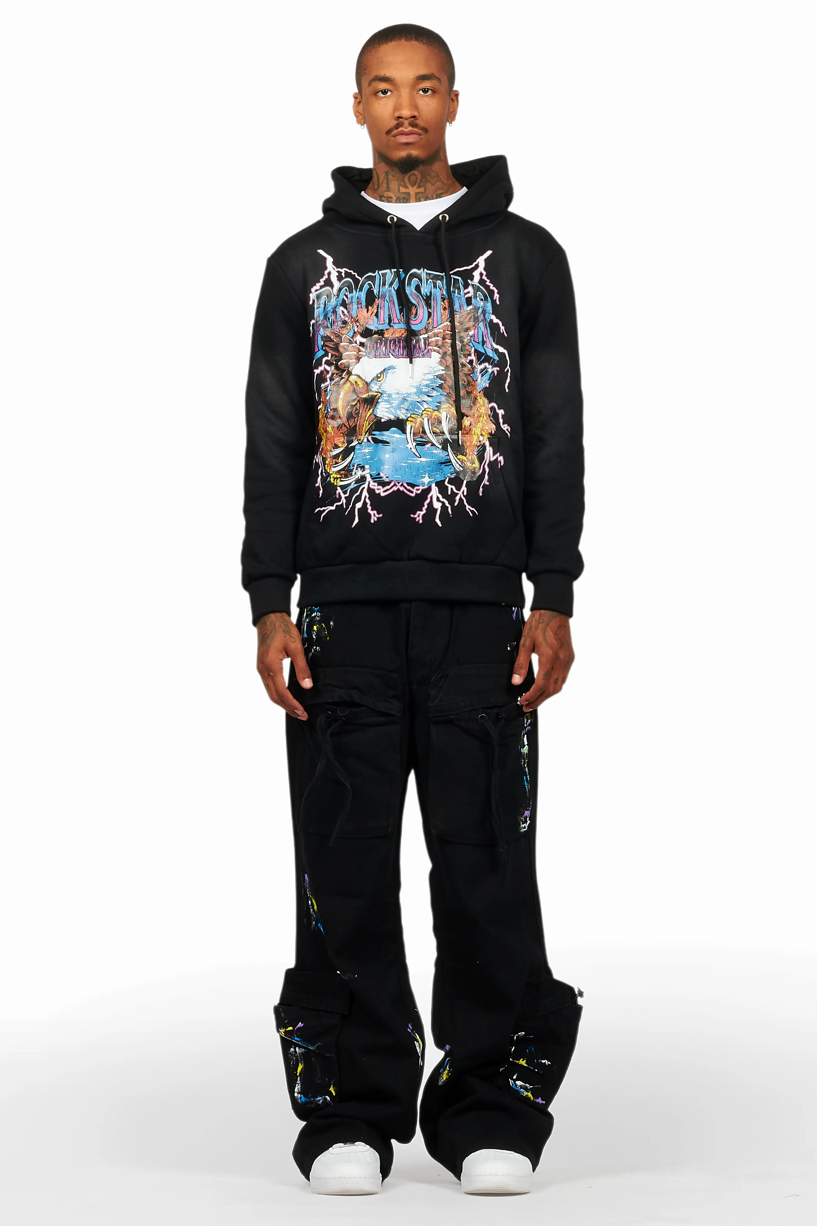Darken Black Hoodie/Baggy Fit Cargo Jean Set - Image 2