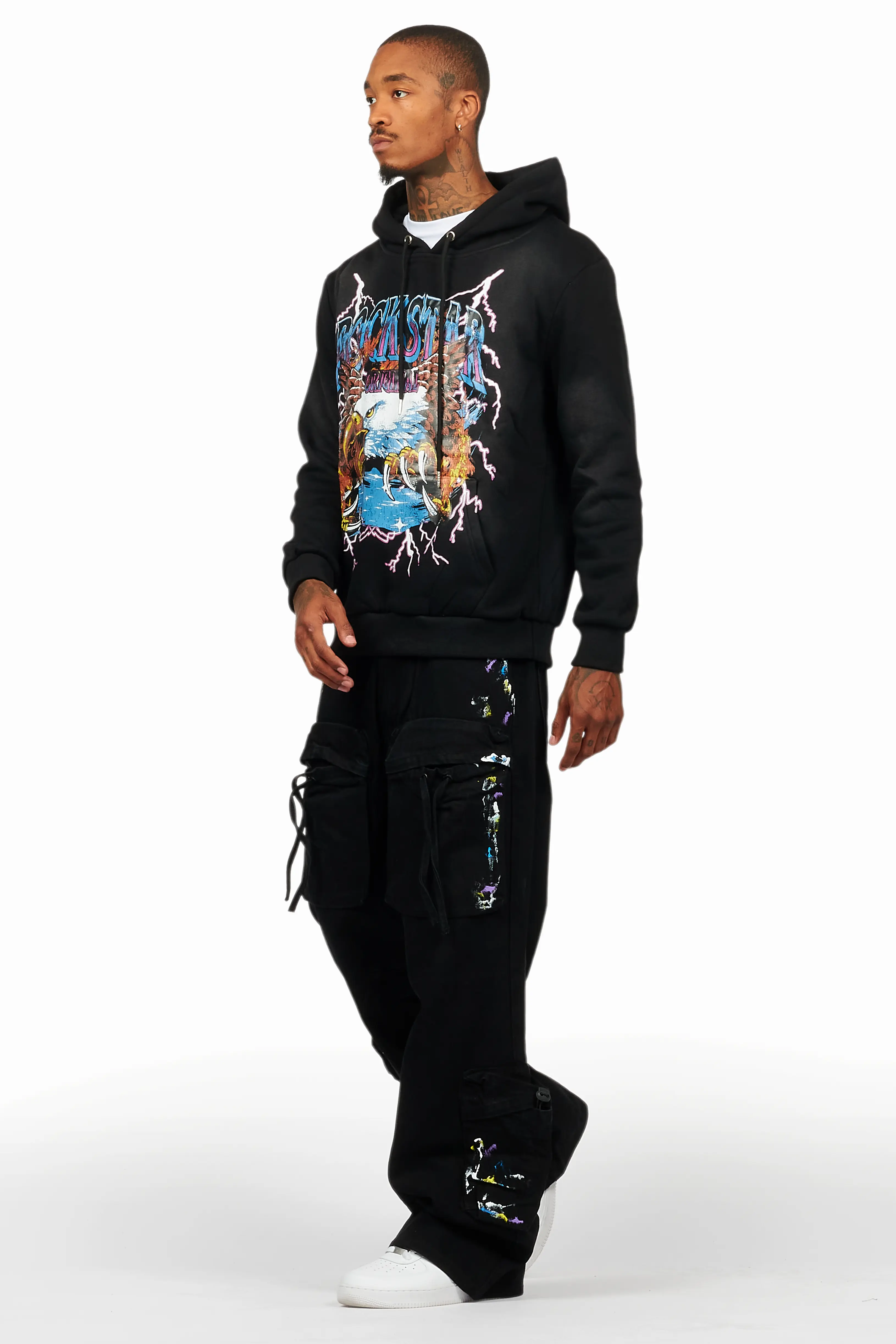 Darken Black Hoodie/Baggy Fit Cargo Jean Set - Image 5