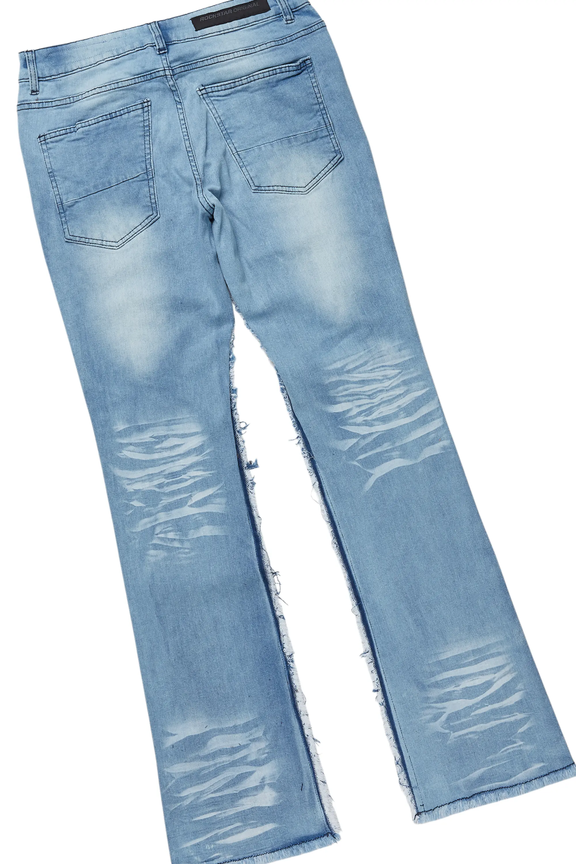 Amos White/Blue Rhinestone Long Sleeve T-Shirt/Stacked Flare Jean Set - Image 9