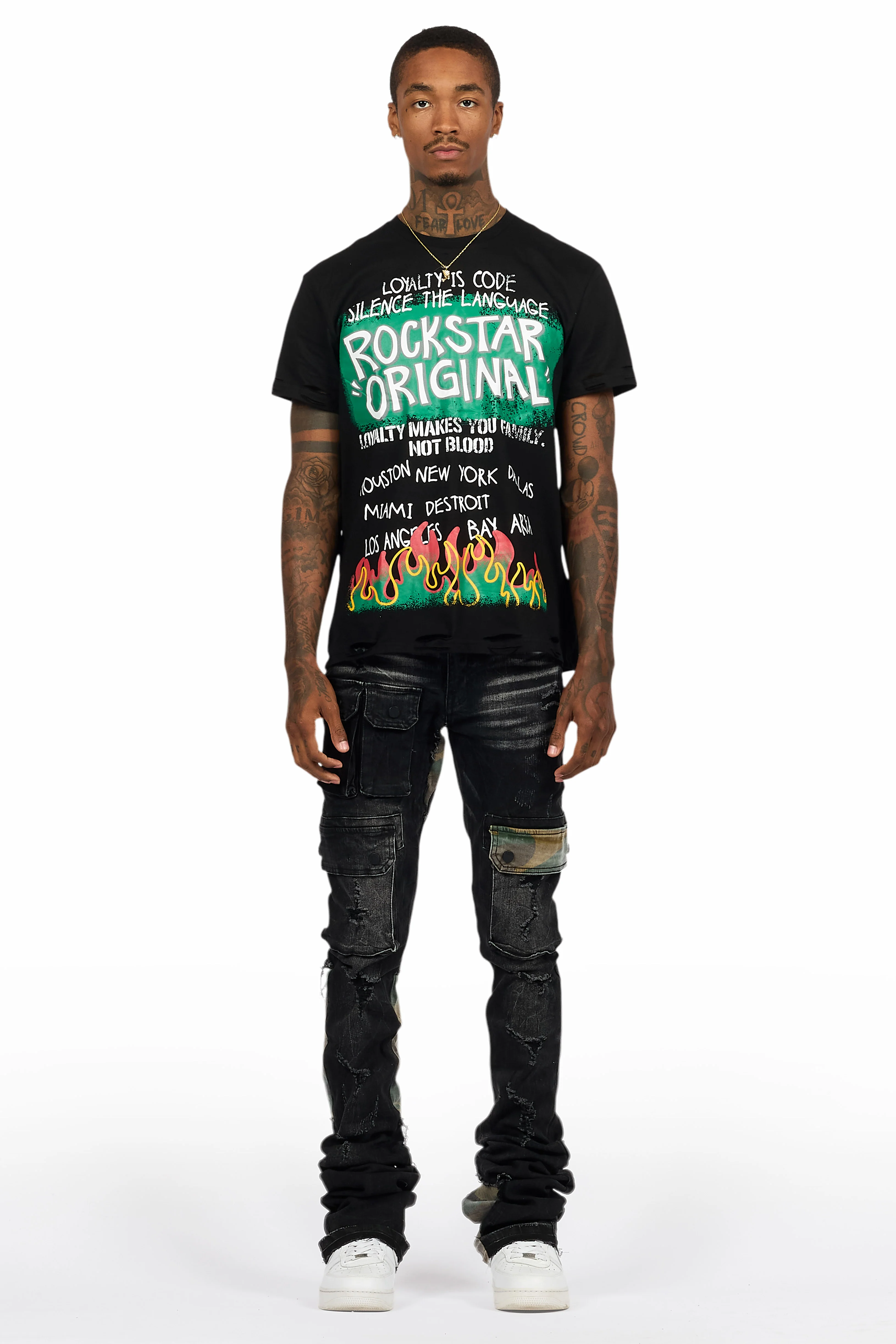 Beno Black T-Shirt/Super Stacked Flare Jean Bundle - Image 2