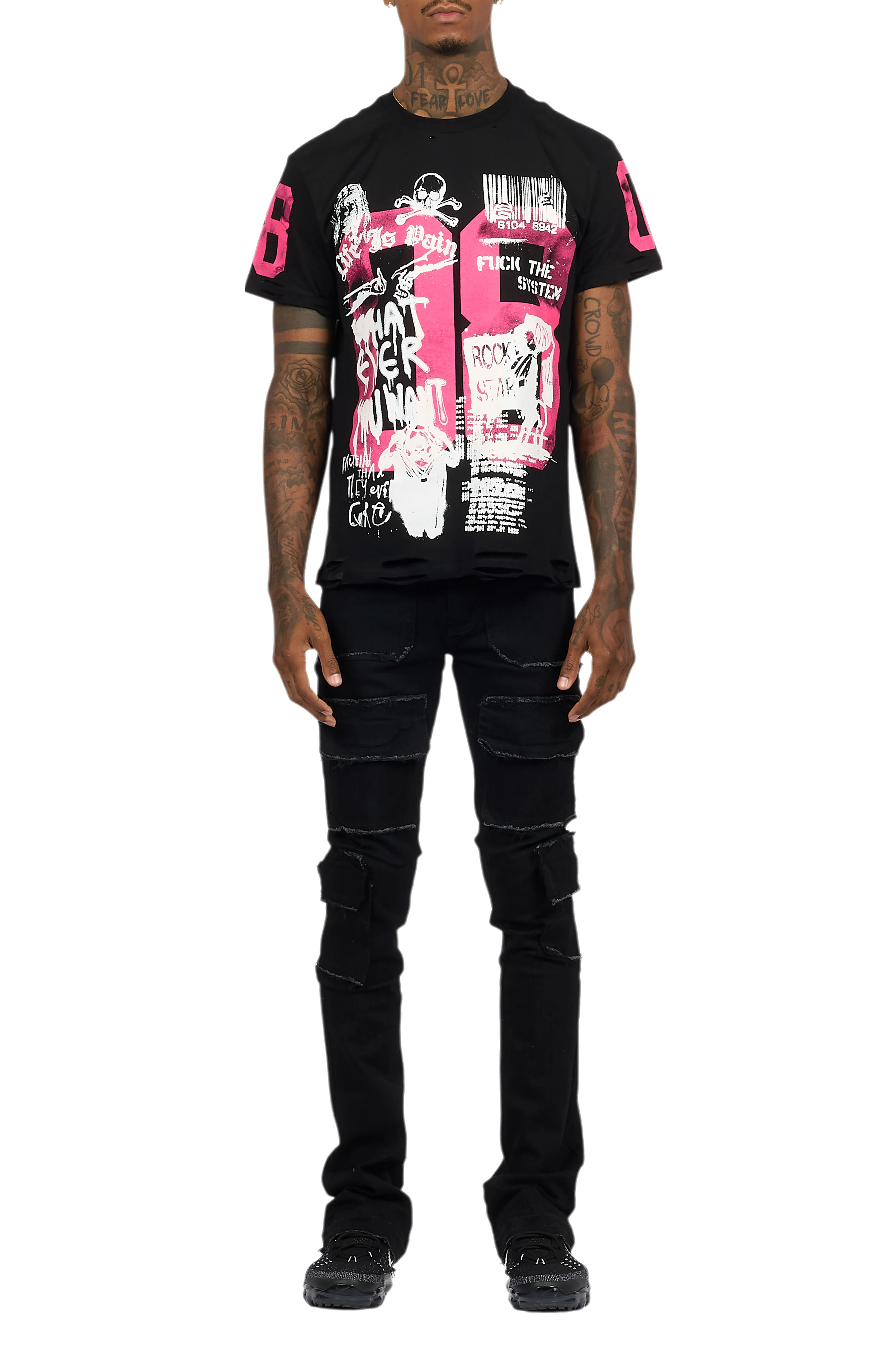 Grill Black T-Shirt/Stacked Flare Cargo Jean - Image 12