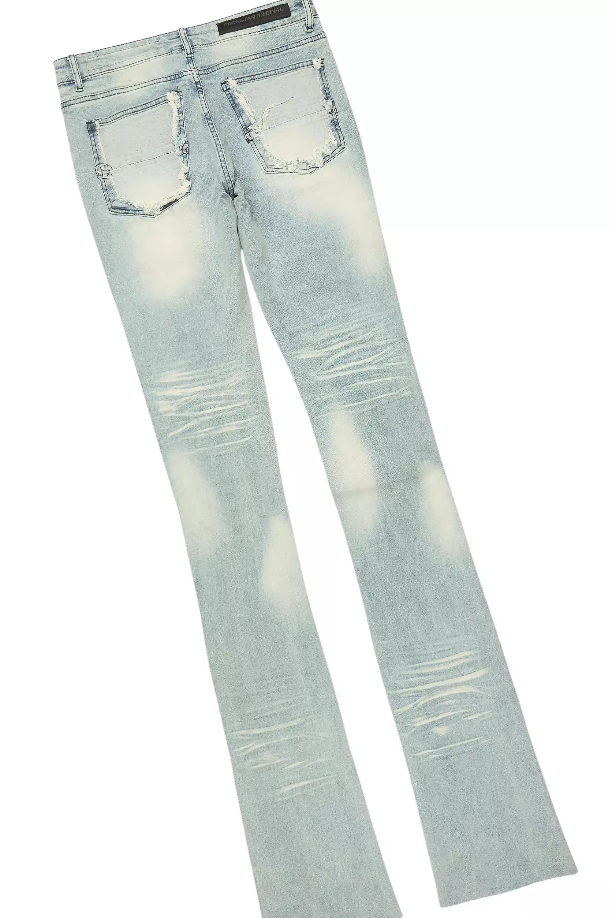 Yooz Heather Grey/Blue Oversized T-Shirt/Super Stacked Flare Jean Bundle - Image 10