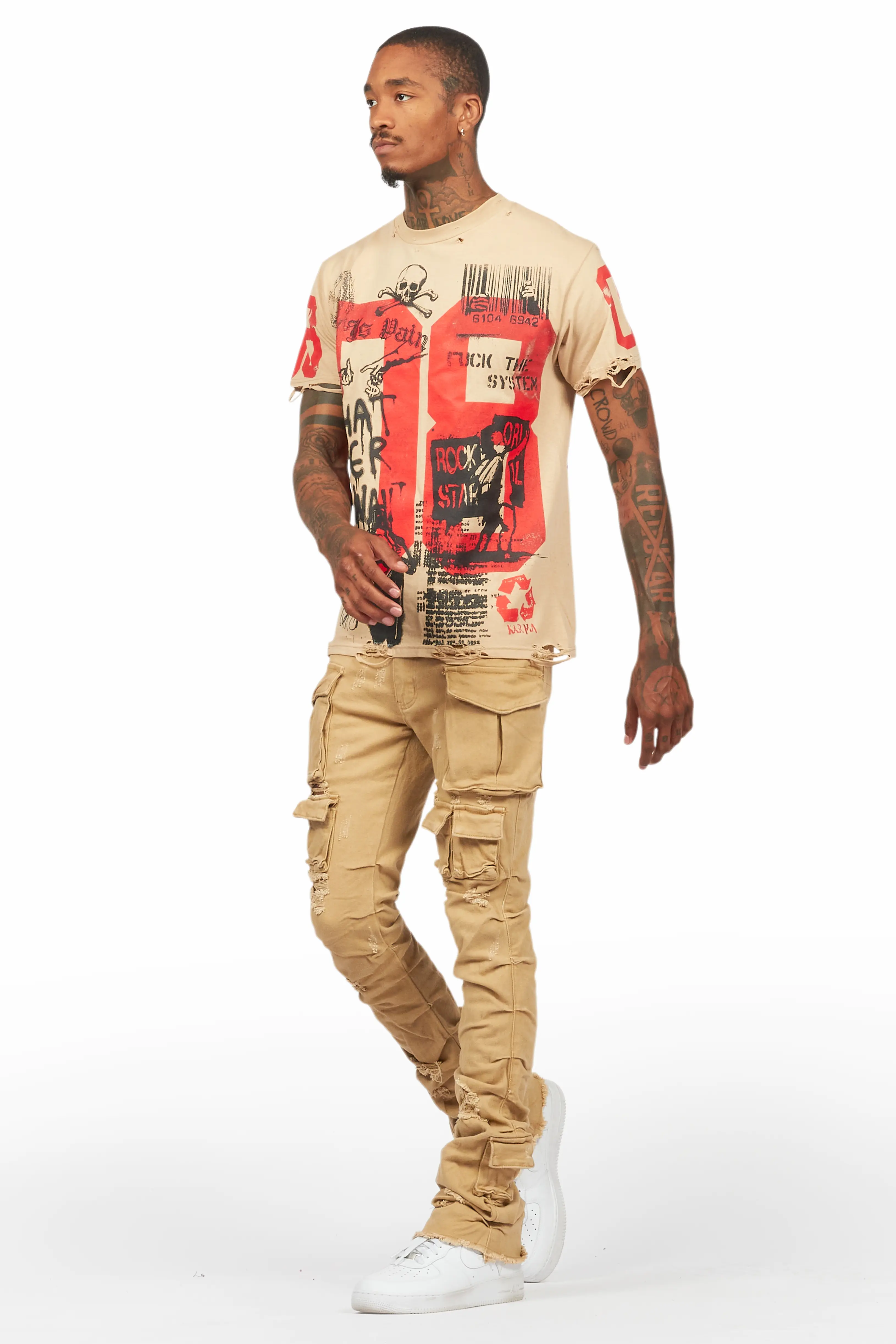 Grill Beige T-Shirt/Stacked Flare Jean Bundle - Image 5