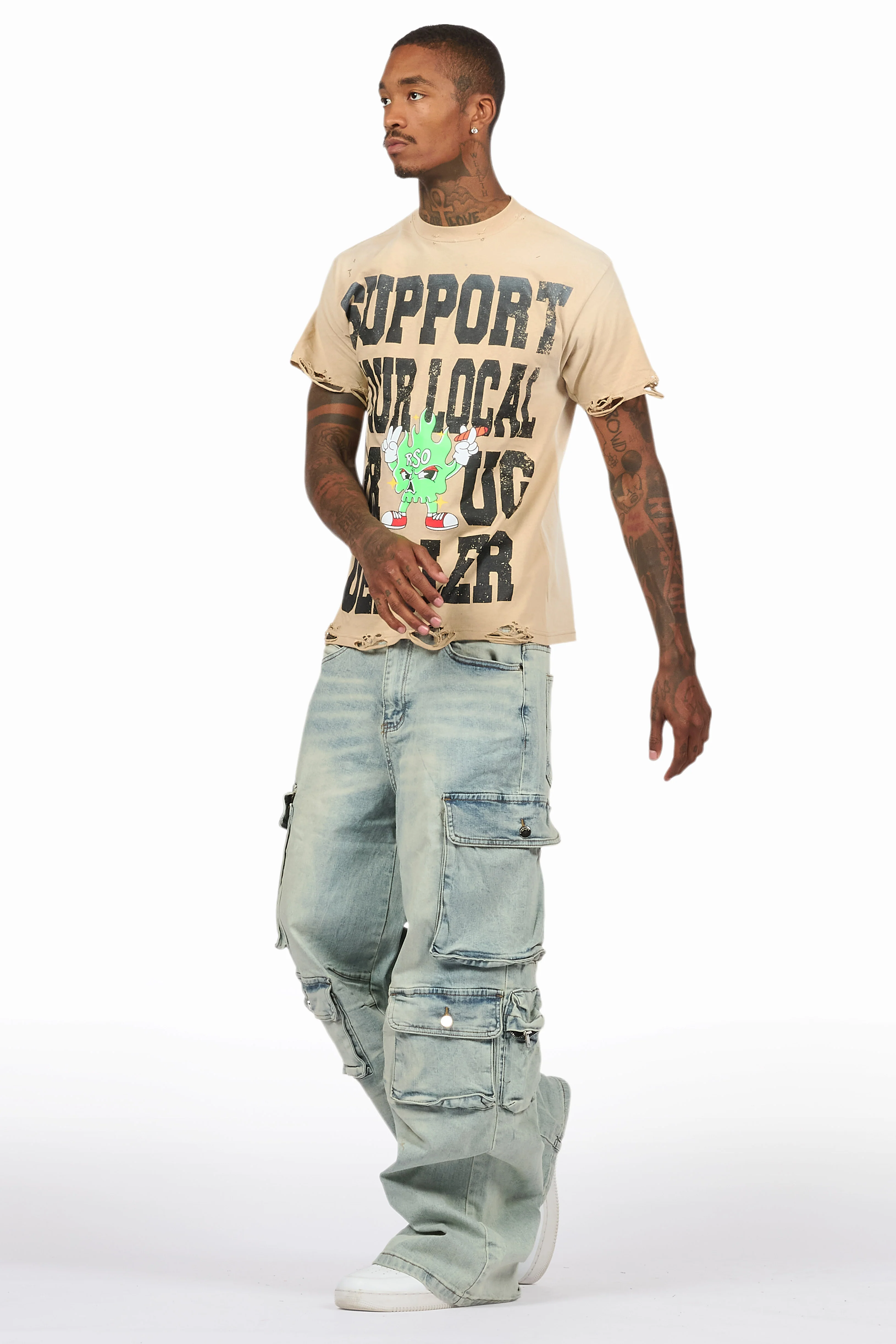 Tarl Beige/Blue T-Shirt/Baggy Fit Jean Bundle - Image 7
