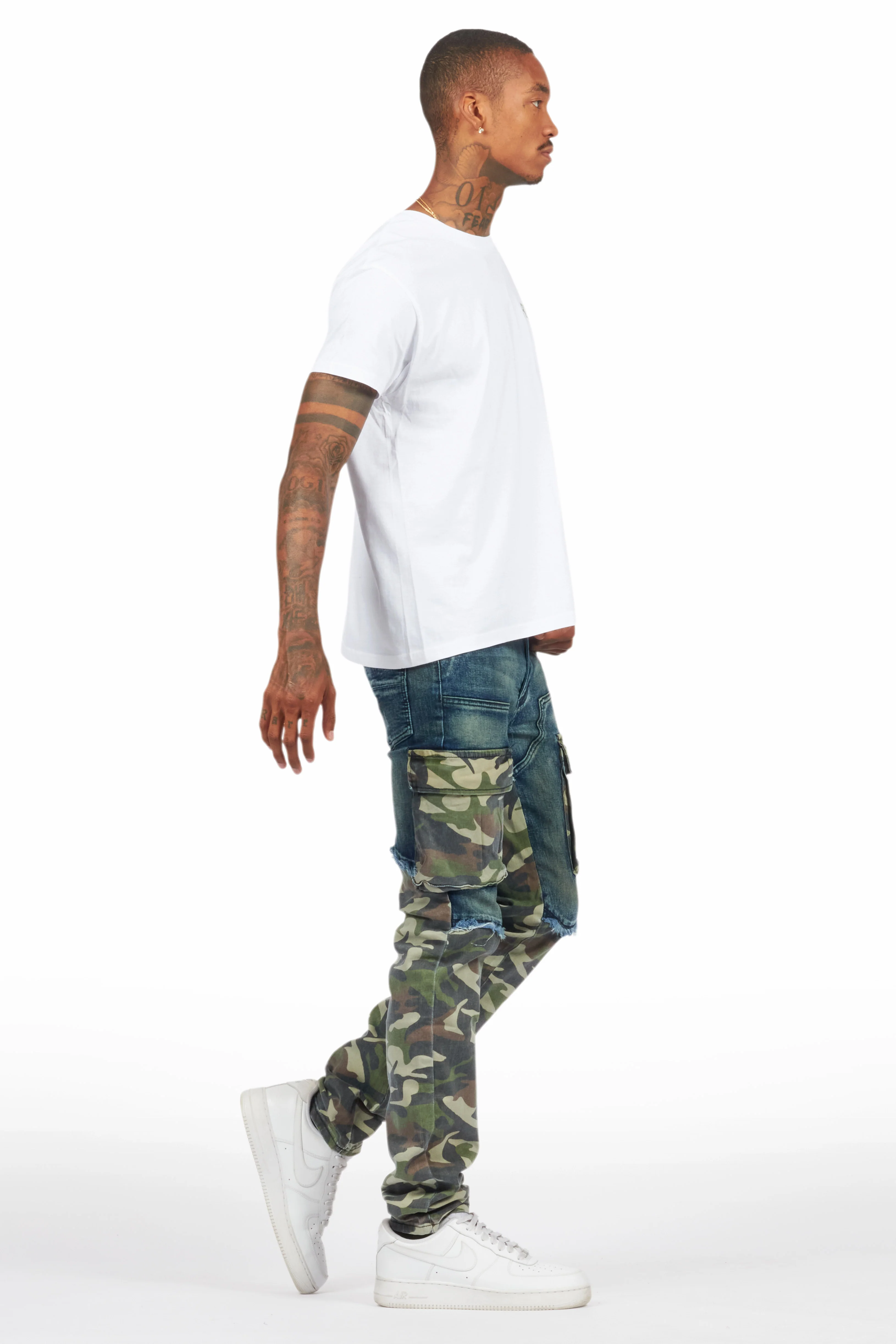 Lake White/Green T-Shirt & Denka Dark Blue Slim Jean Bundle - Image 3