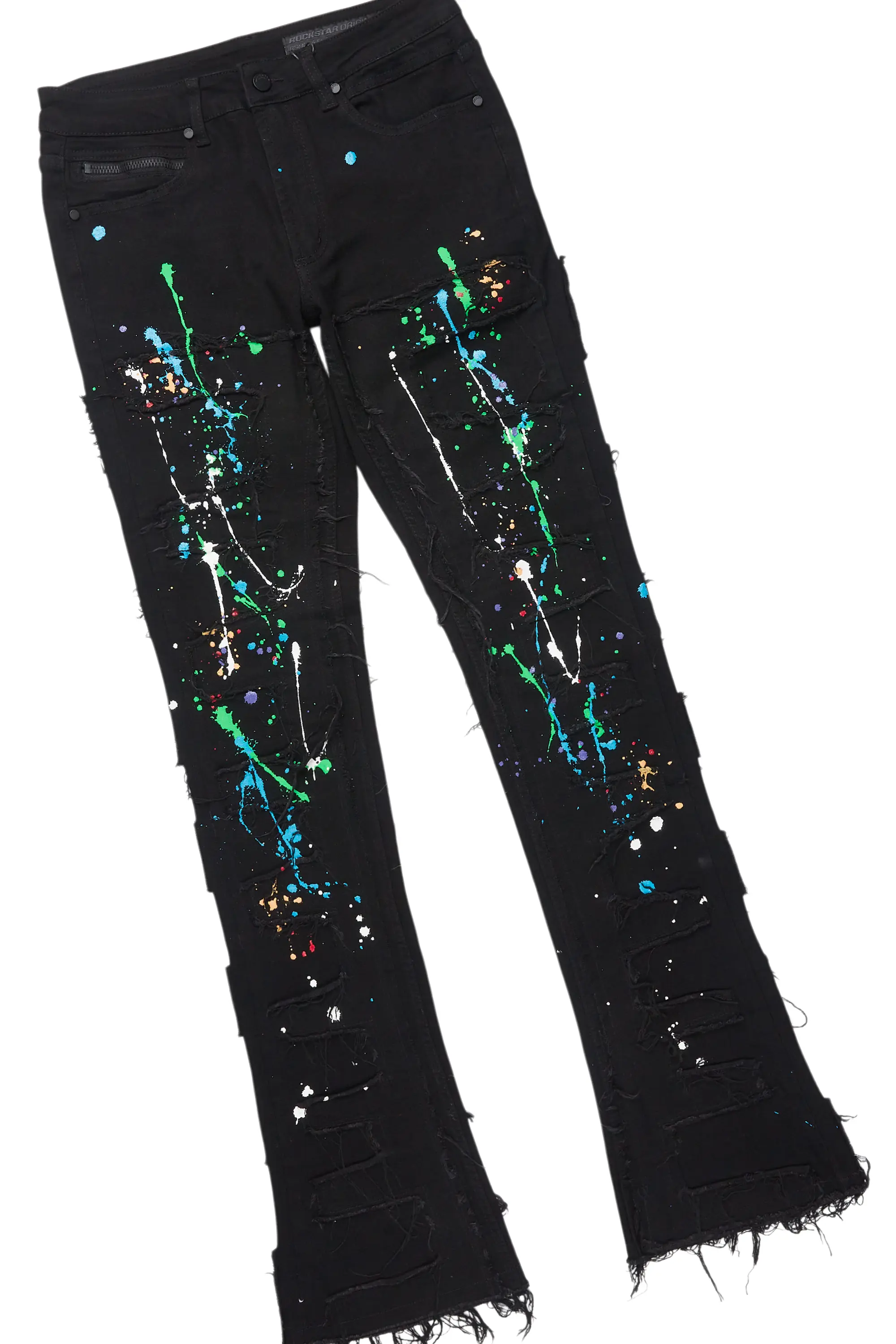 Oriel Black T-Shirt/Stacked Flare Jean Set - Image 4