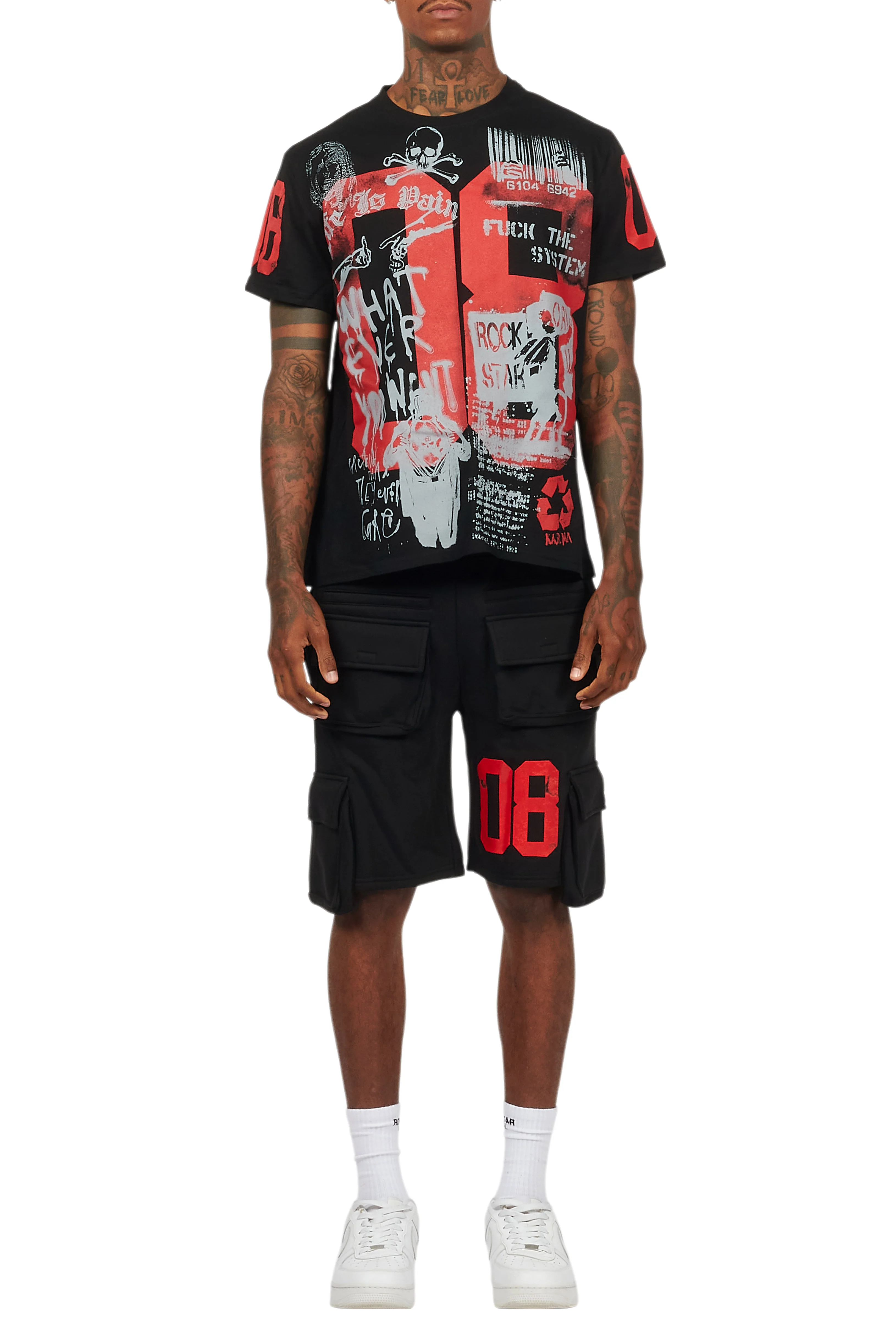 Grill Black/Red Cargo Short Set - Image 11