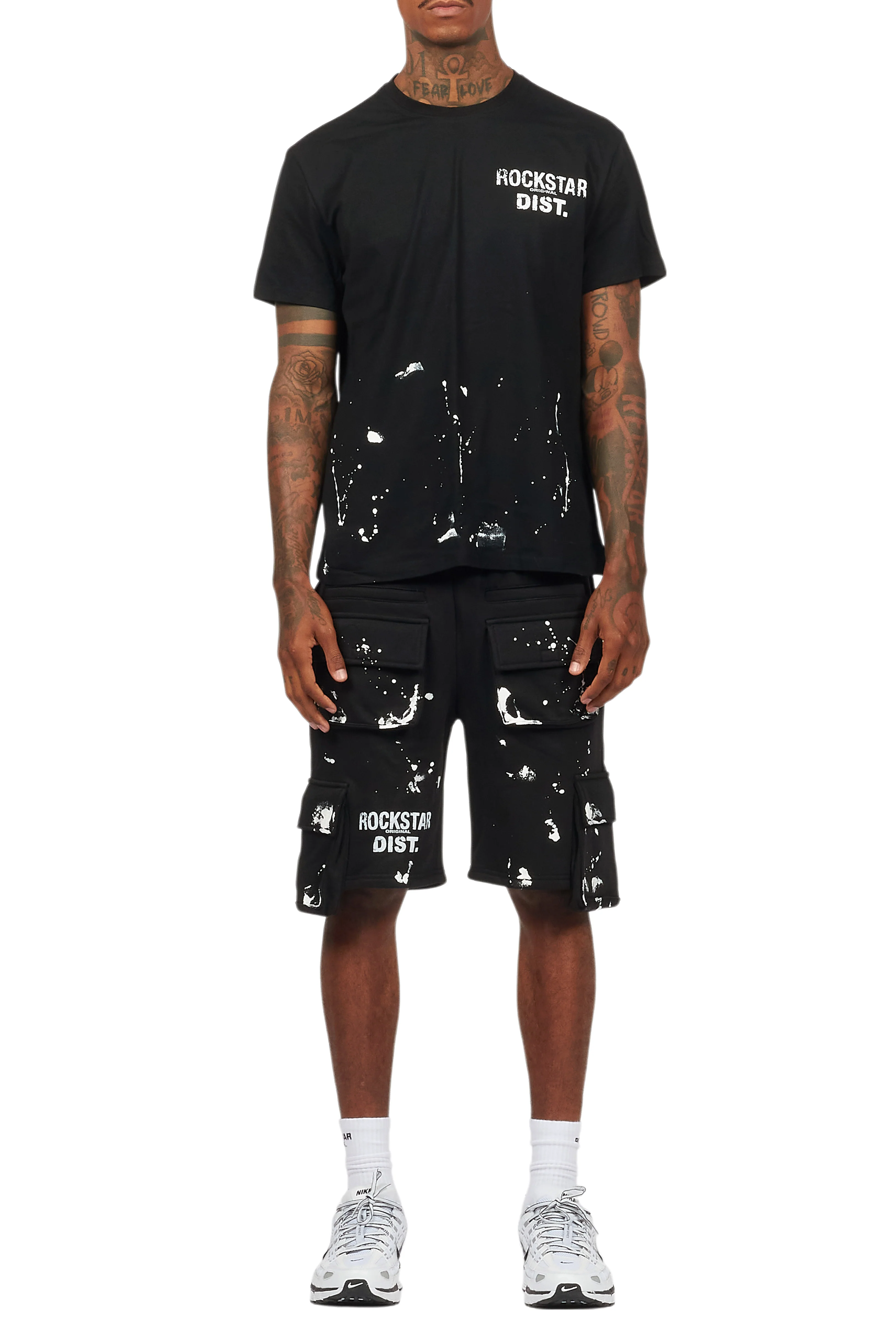 Raffer Black/White T-Shirt Cargo Shorts Set - Image 14