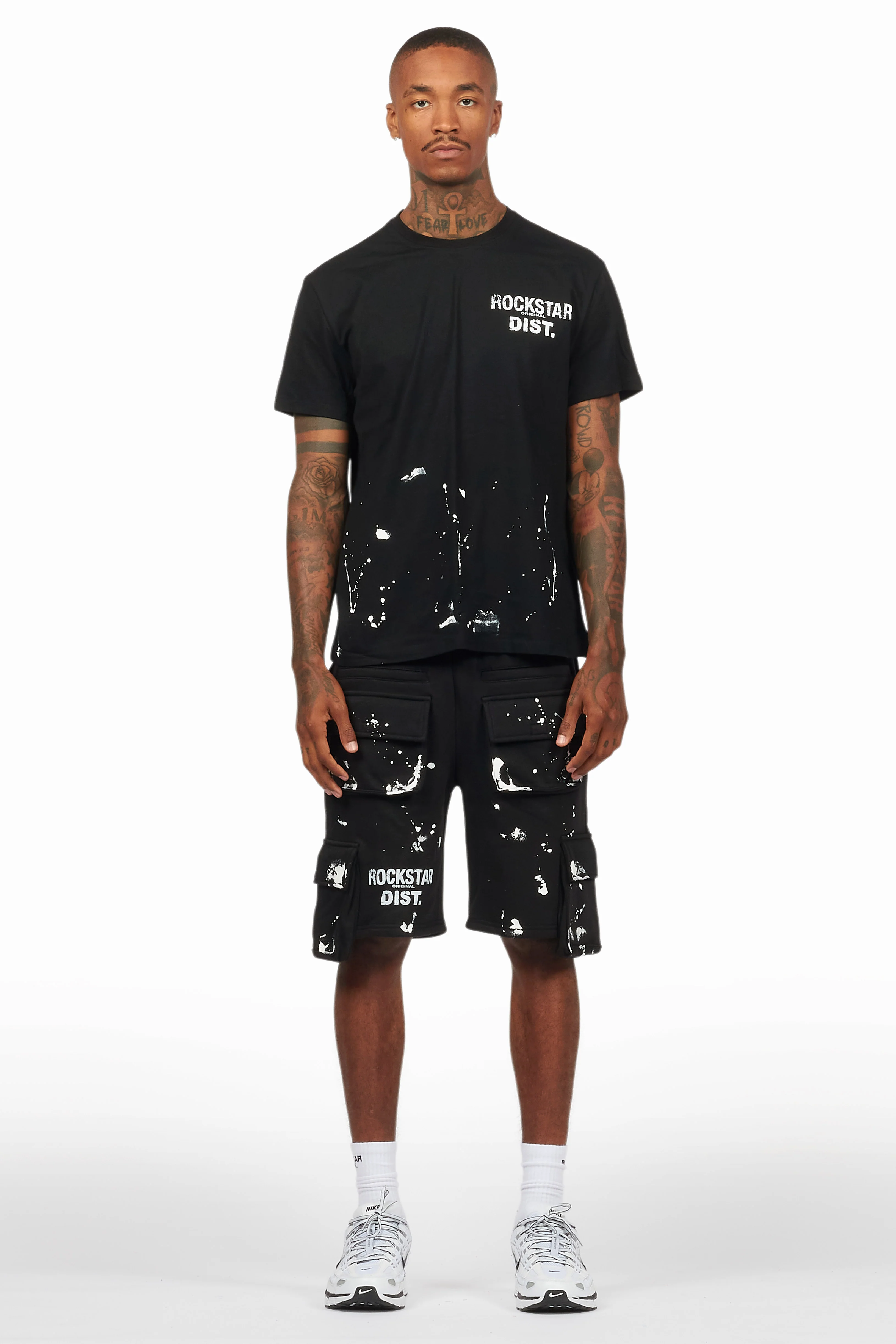 Raffer Black/White T-Shirt Cargo Shorts Set - Image 8