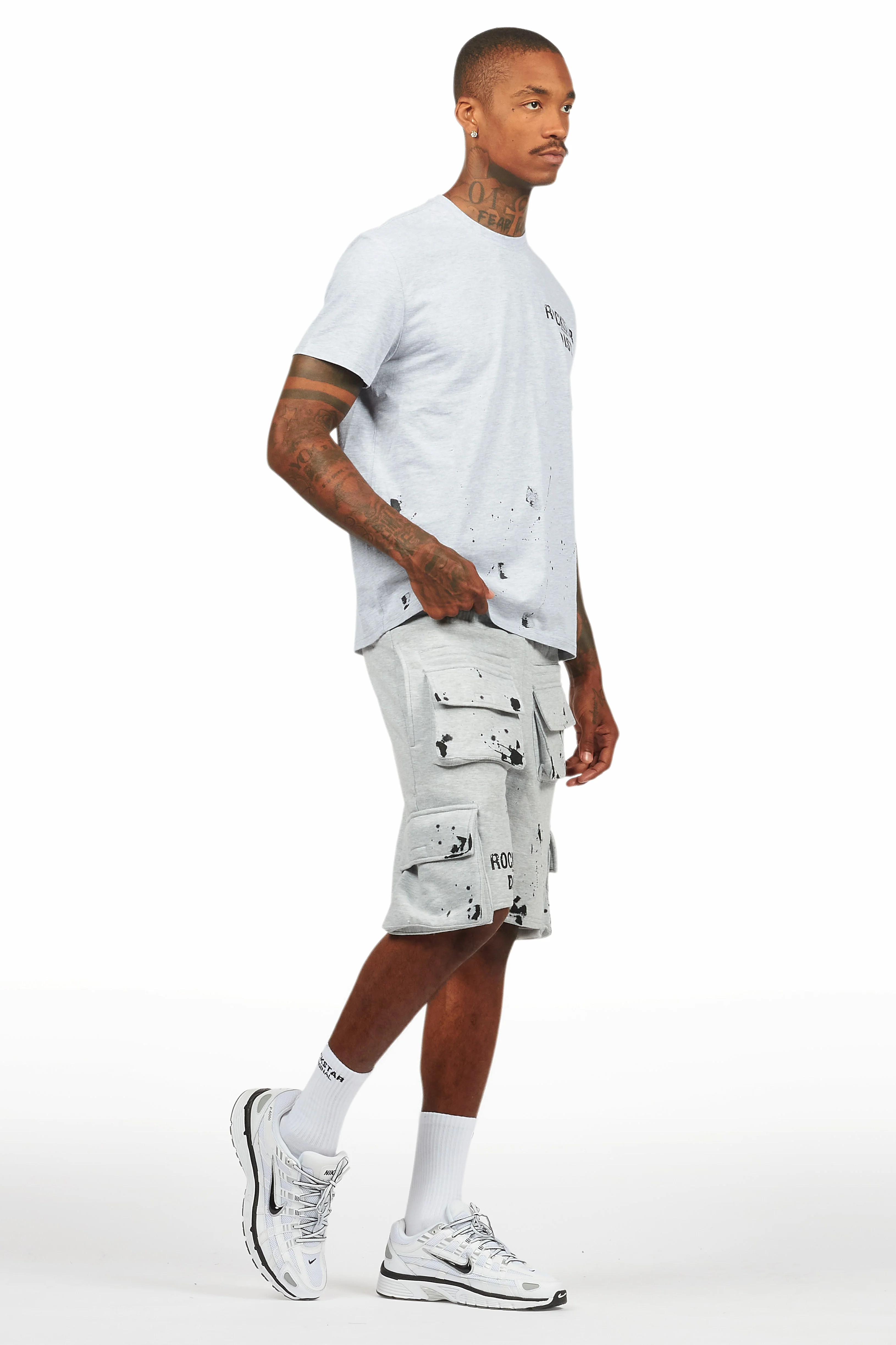 Raffer Heather Grey/Black T-Shirt Cargo Shorts Set - Image 12