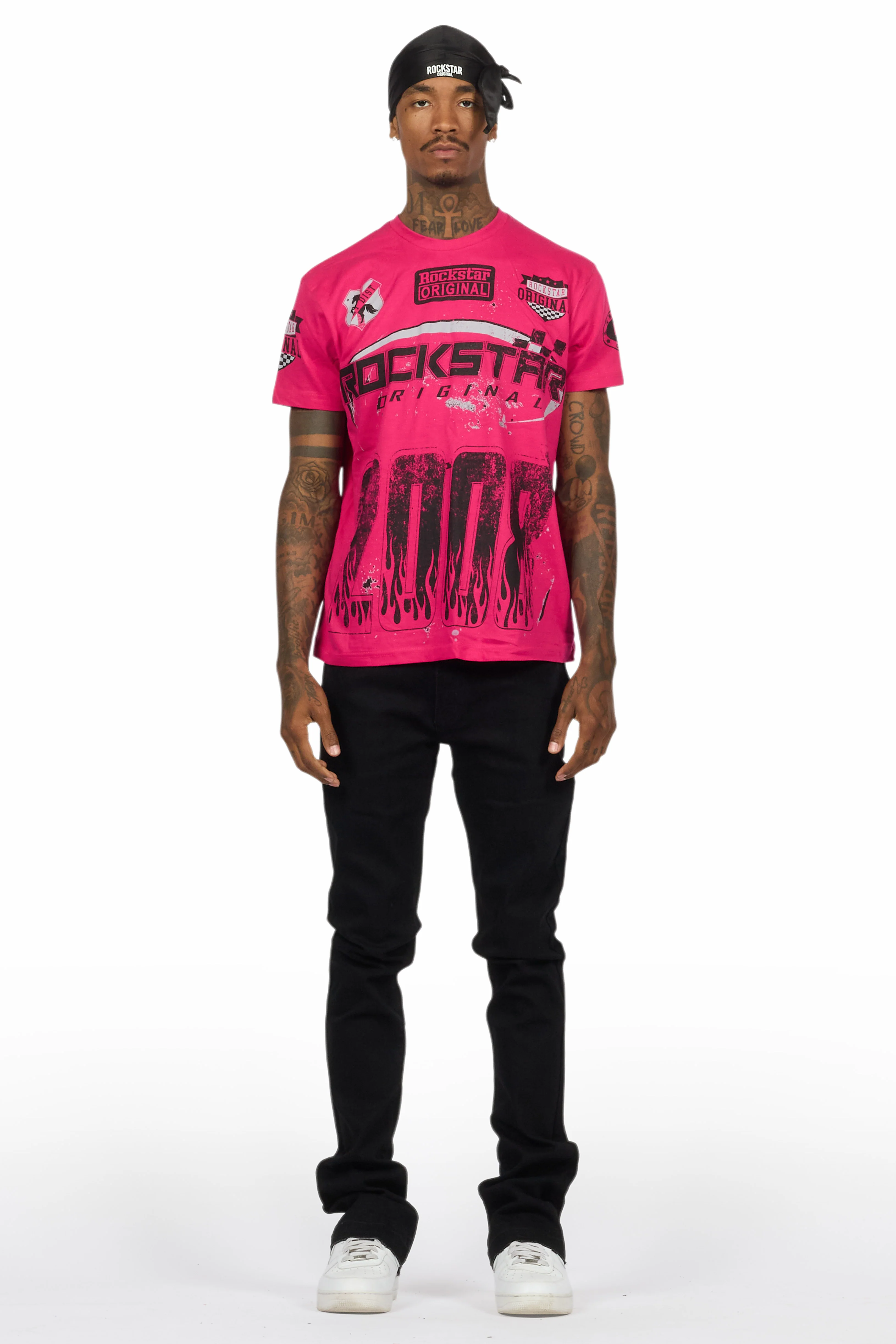 Amos Fuchsia Graphic T-Shirt & Dag Black Jean Bundle - Image 2
