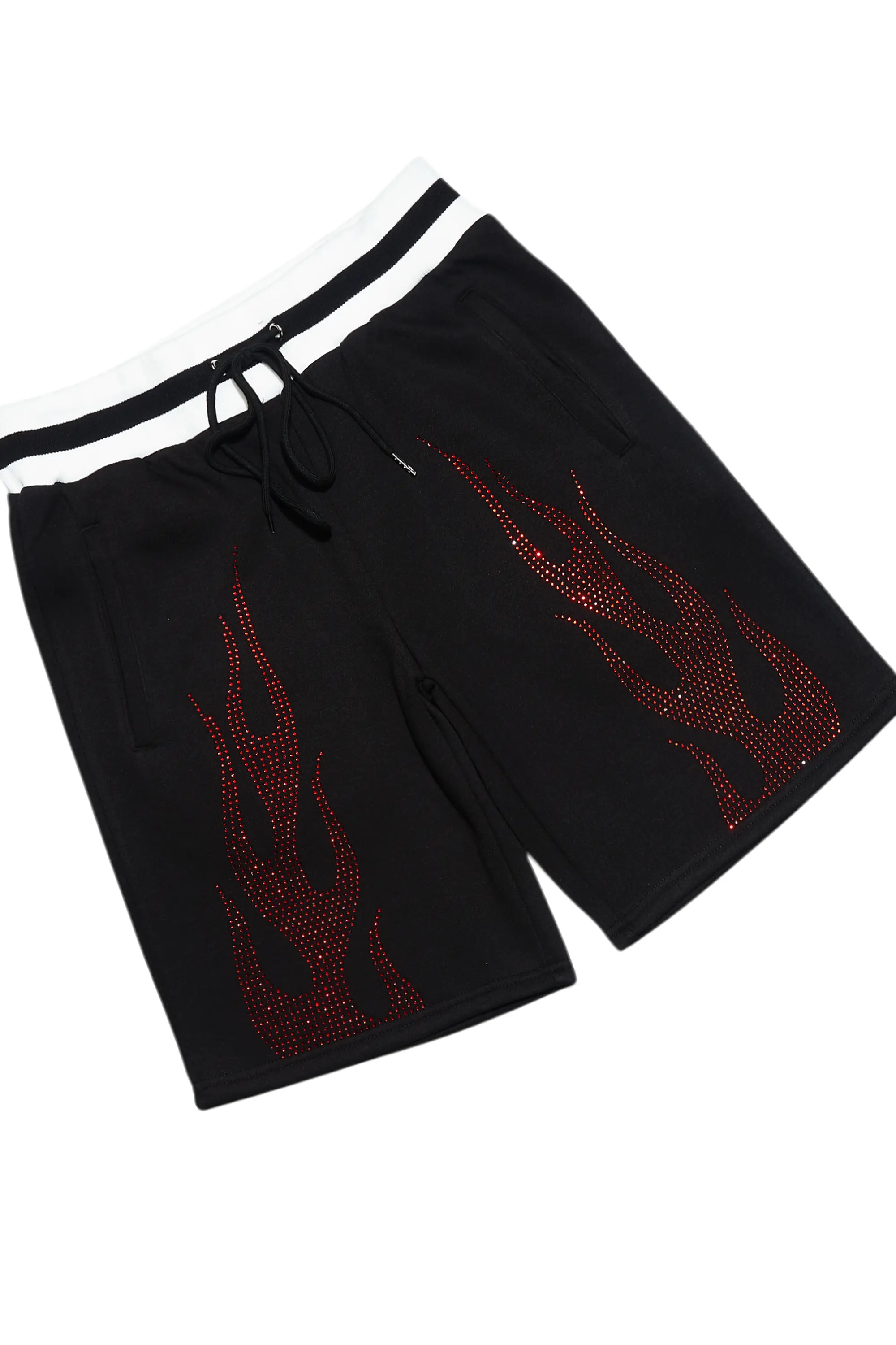 Bellamy Black/Red Rhinestone Tee Short Set - Image 6