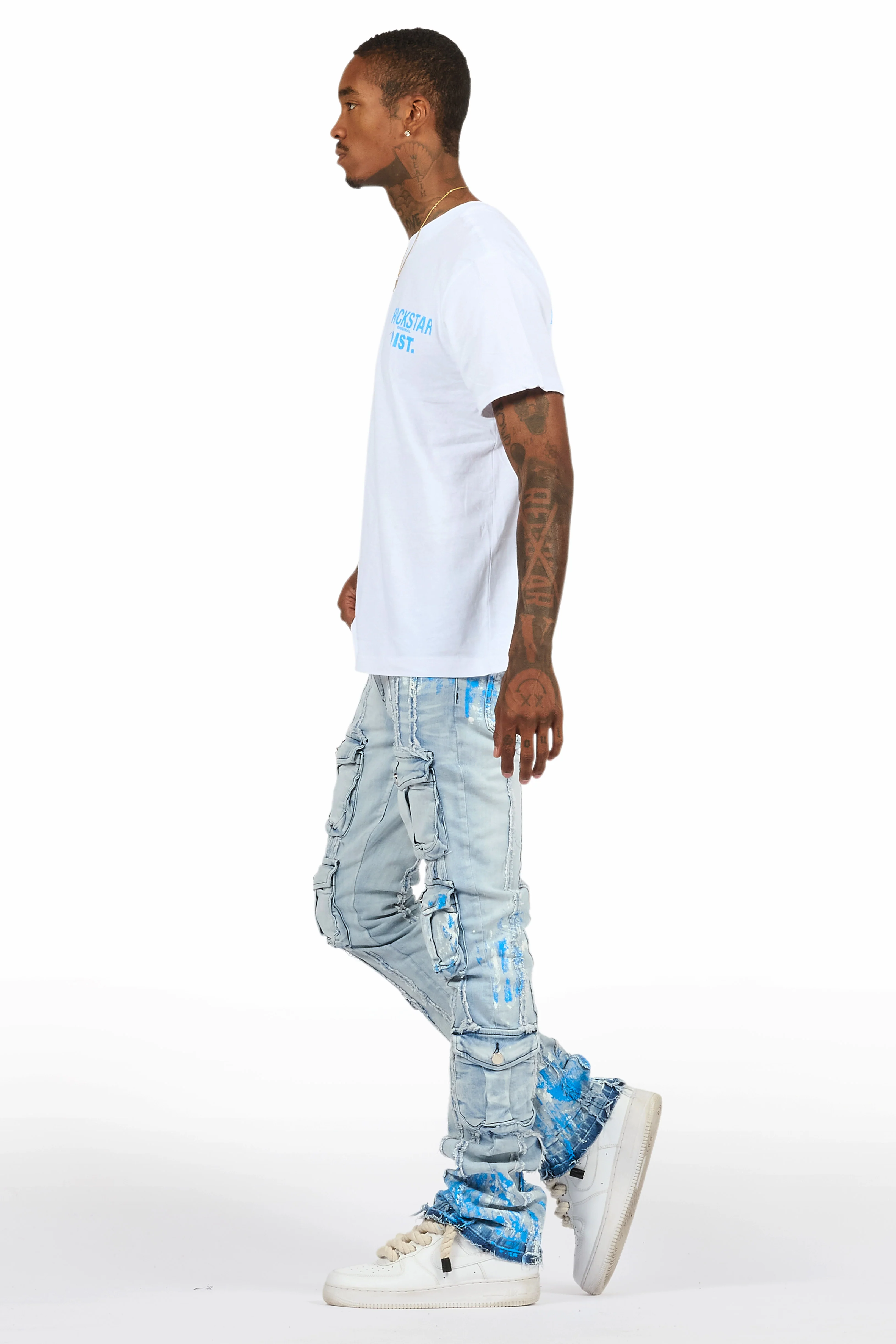 Quentin White/Blue T-Shirt/Stacked Flare Jean Set - Image 5
