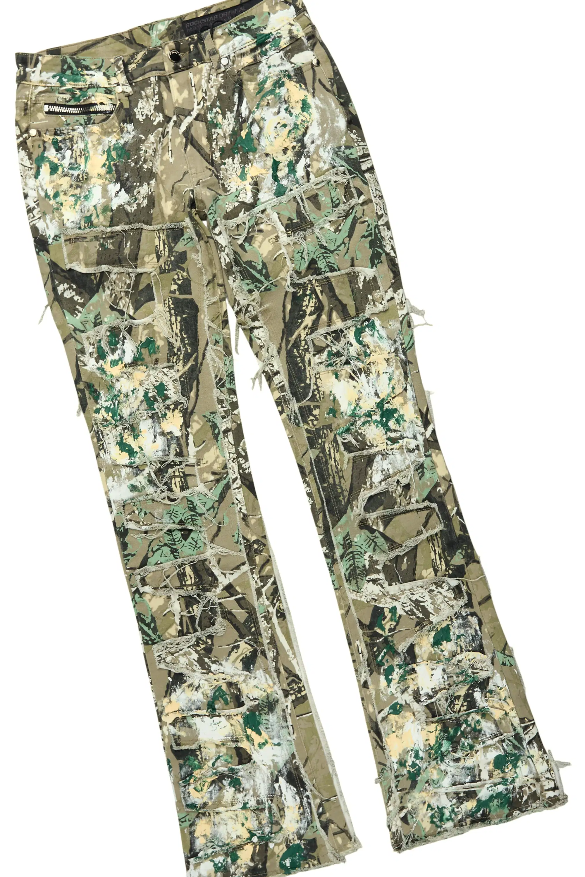 Saxon Beige Camo Hoodie/Stacked Flare Jean Set - Image 7