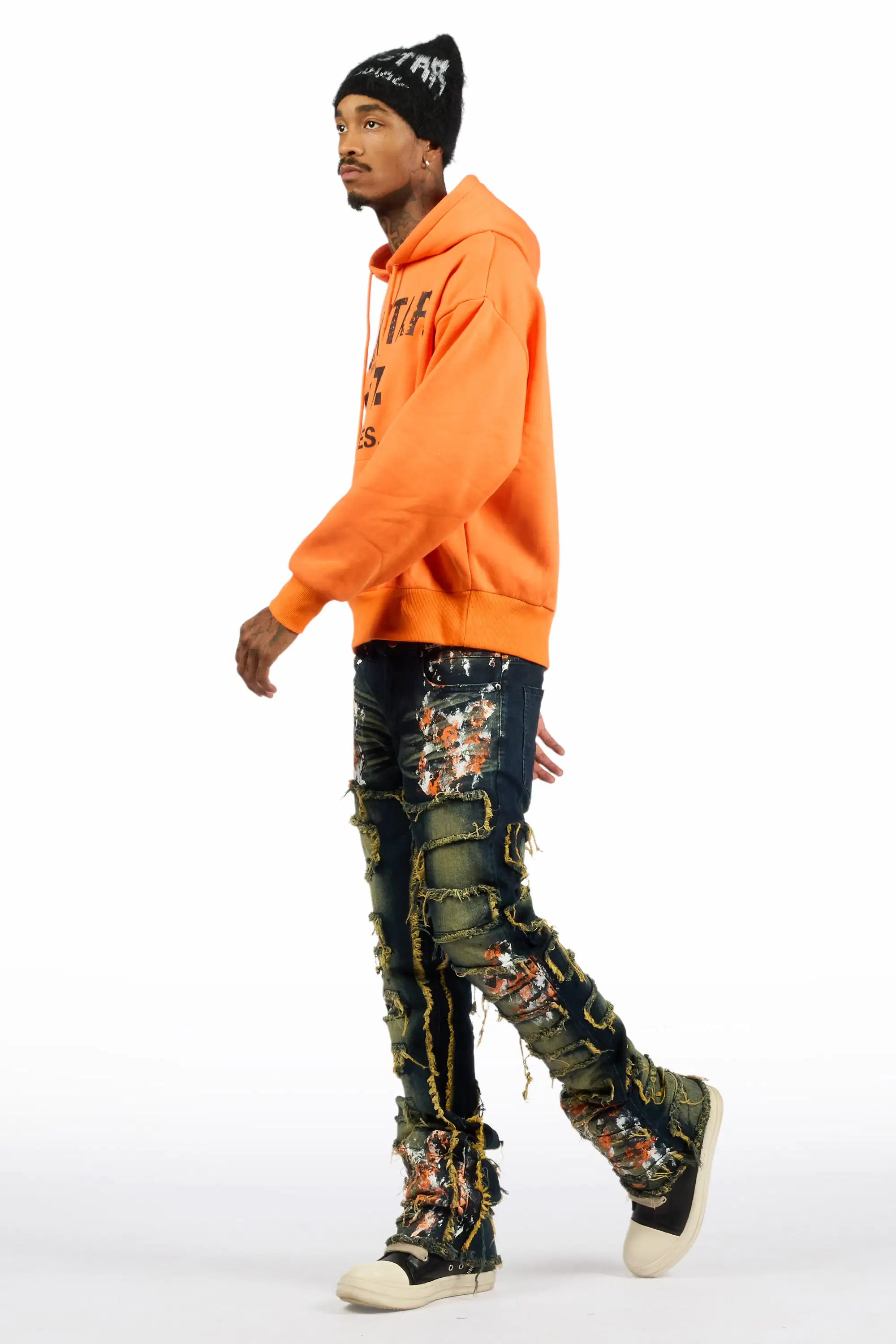 Saxon Orange/Tint Hoodie/Stacked Flare Jean Set - Image 5