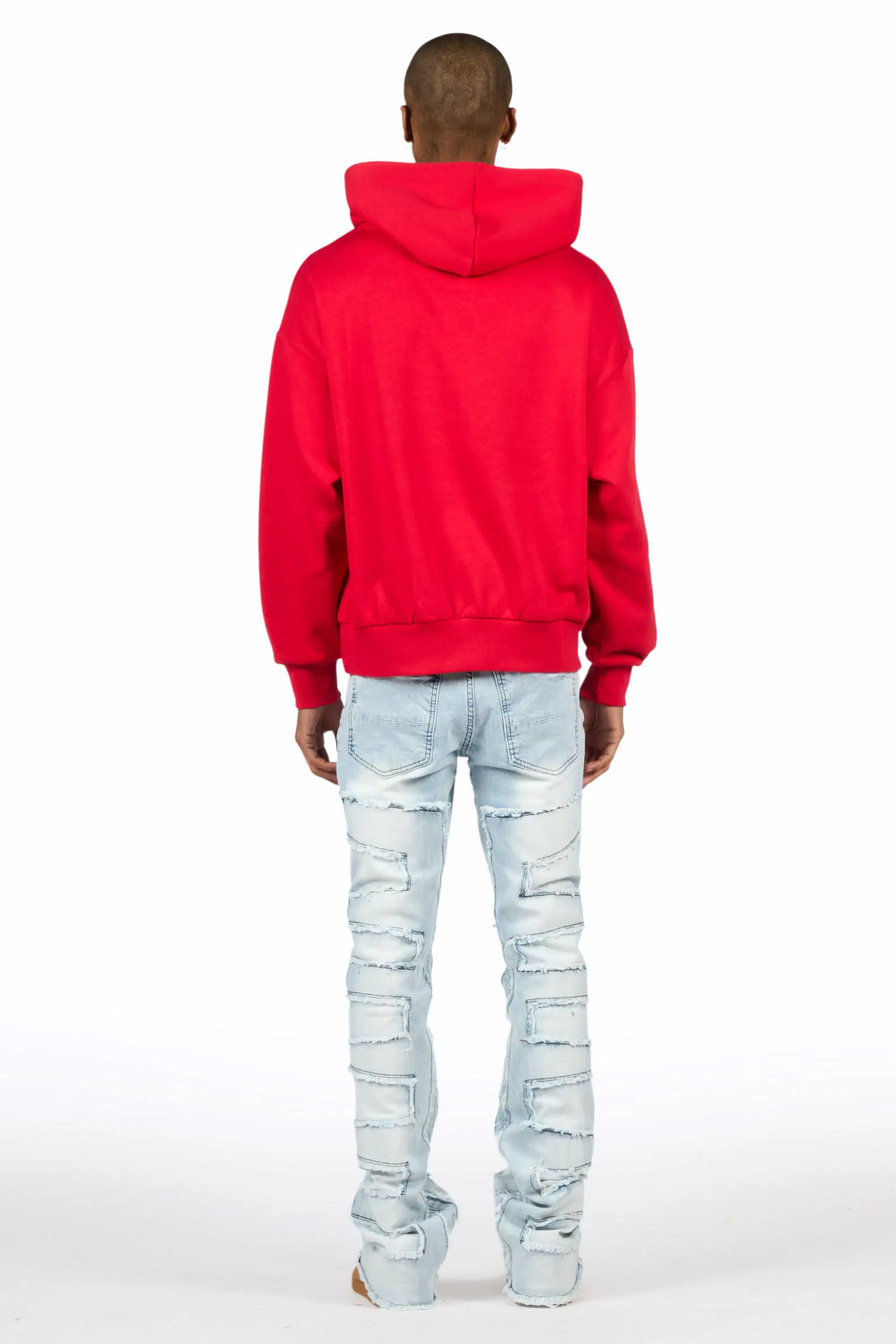Saxon Red/Blue Hoodie/Stacked Flare Jean Set - Image 4