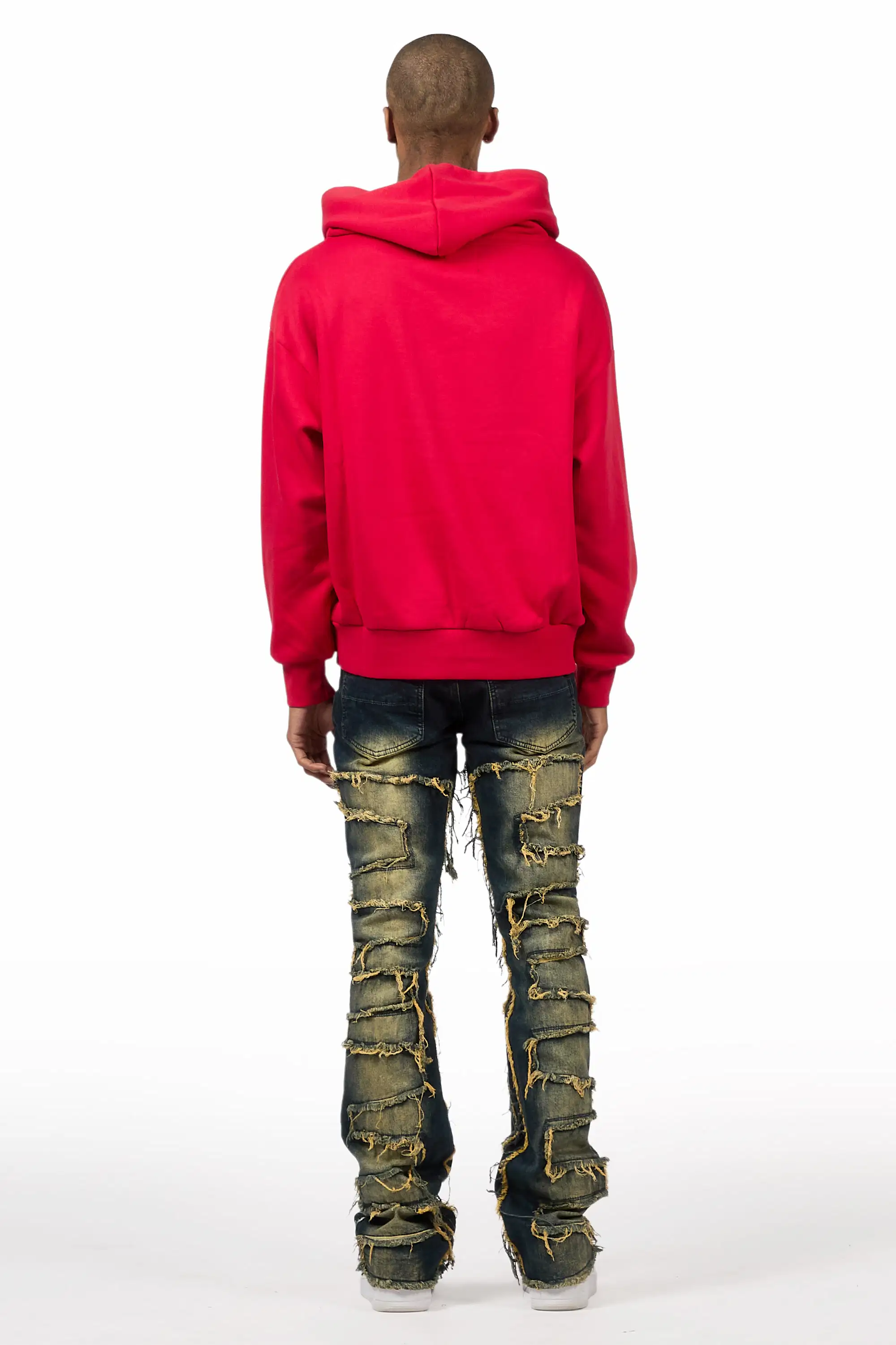 Saxon Red/Tint Hoodie/Stacked Flare Jean Set - Image 8