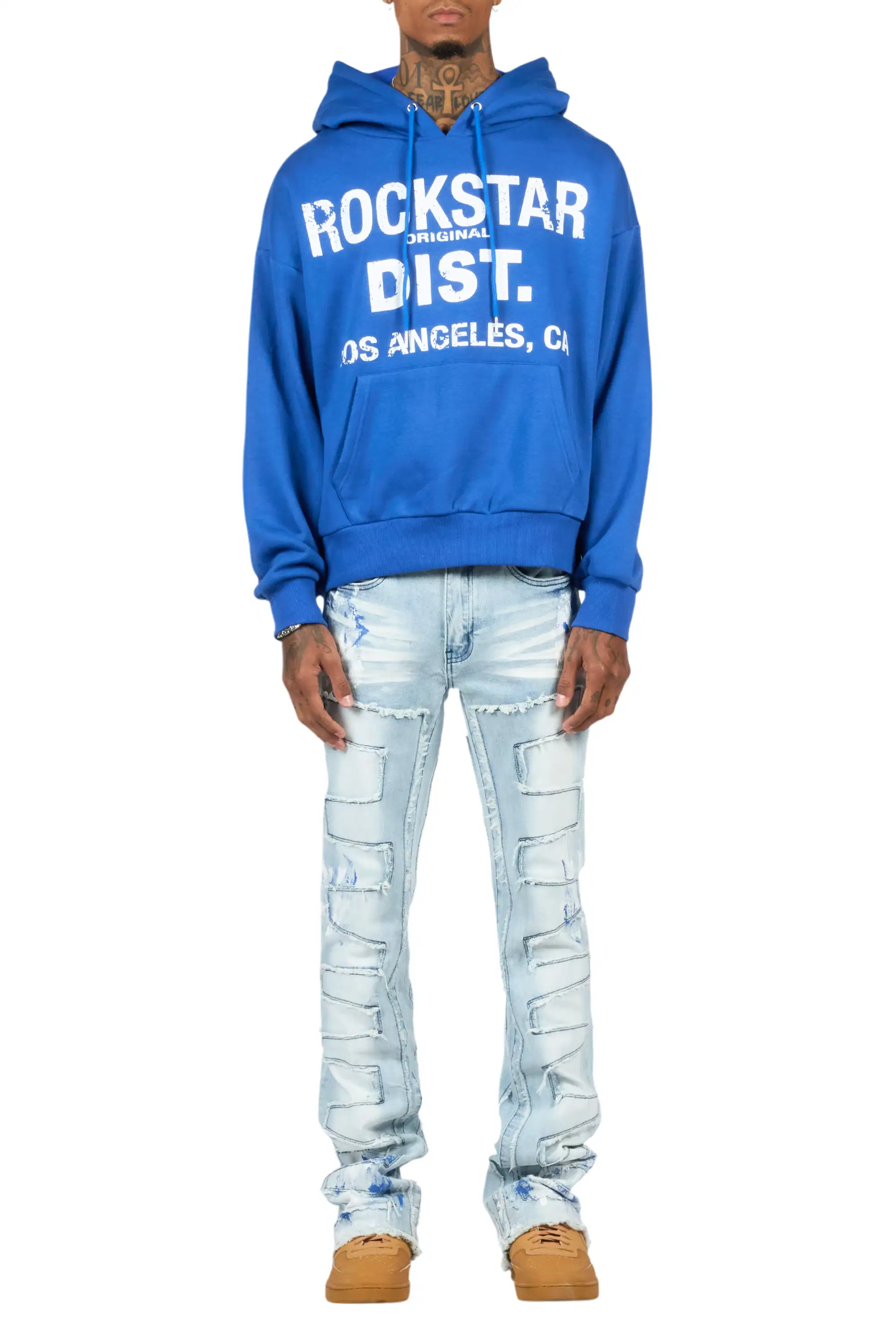 Saxon Royal/Blue Hoodie/Stacked Flare Jean Set - Image 9