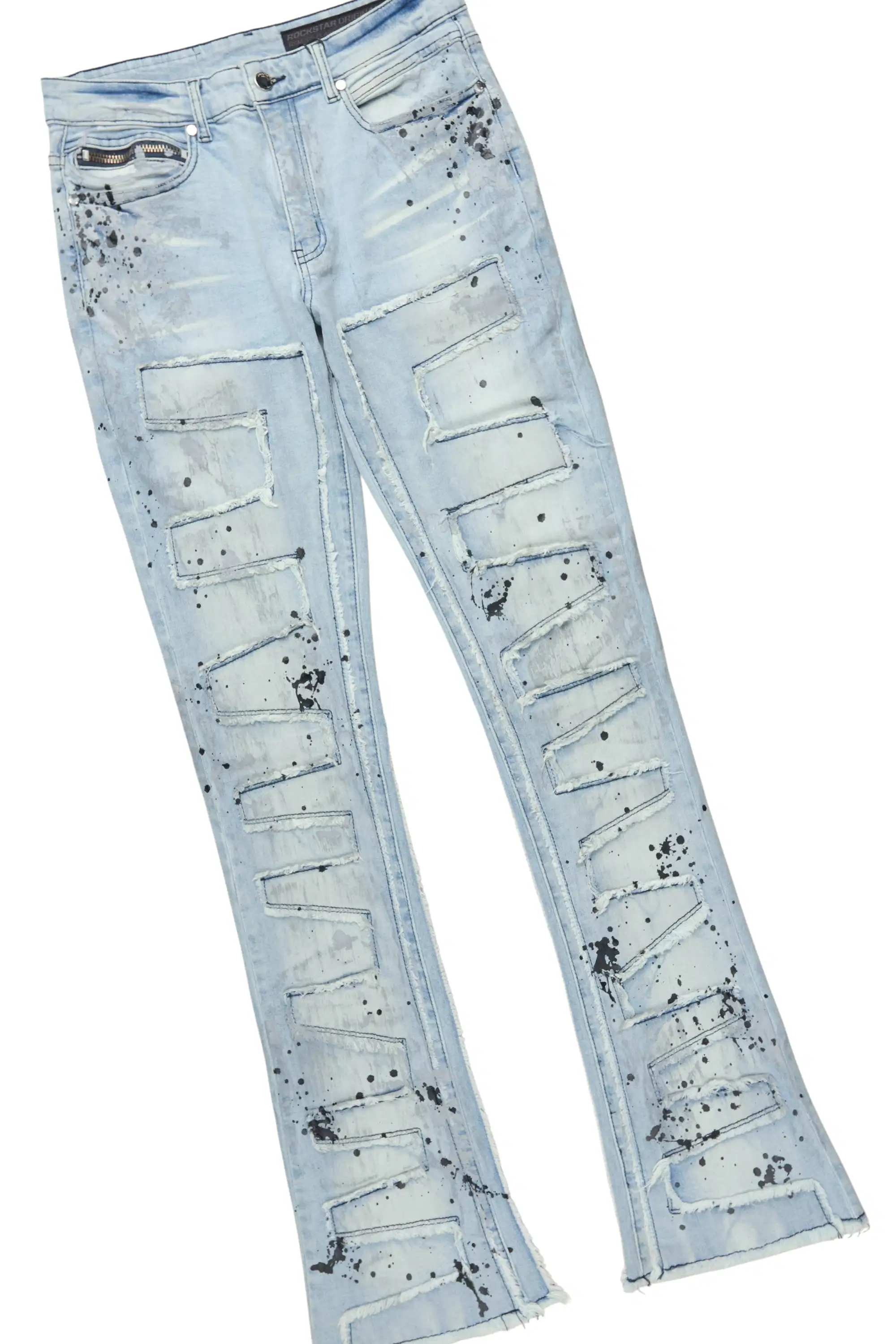 States 2.0 Heather Grey/Light Blue Hoodie/Stacked Flare Jean Set - Image 3