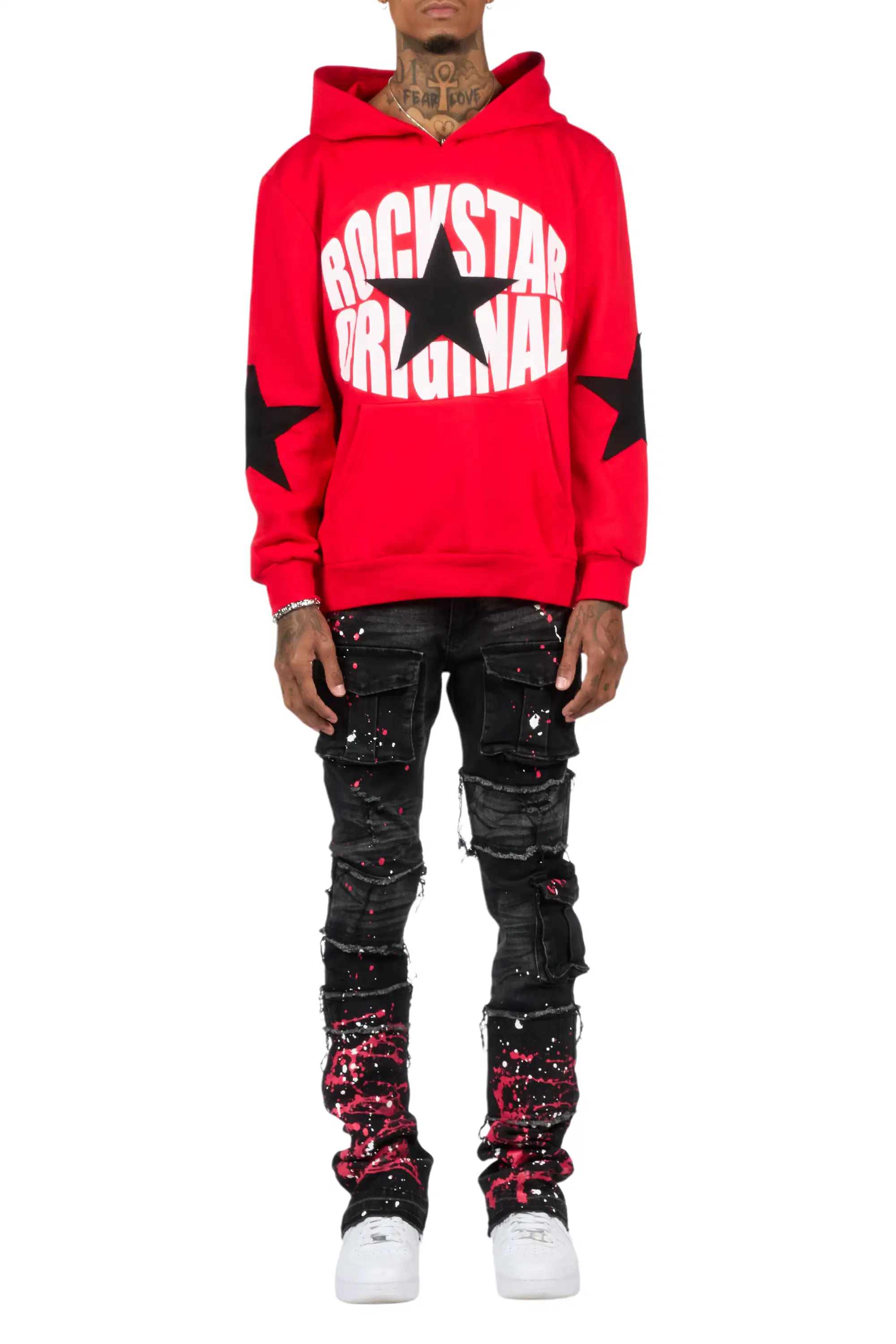 States 2.0 Red/Black Hoodie/Stacked Flare Jean Set - Image 9