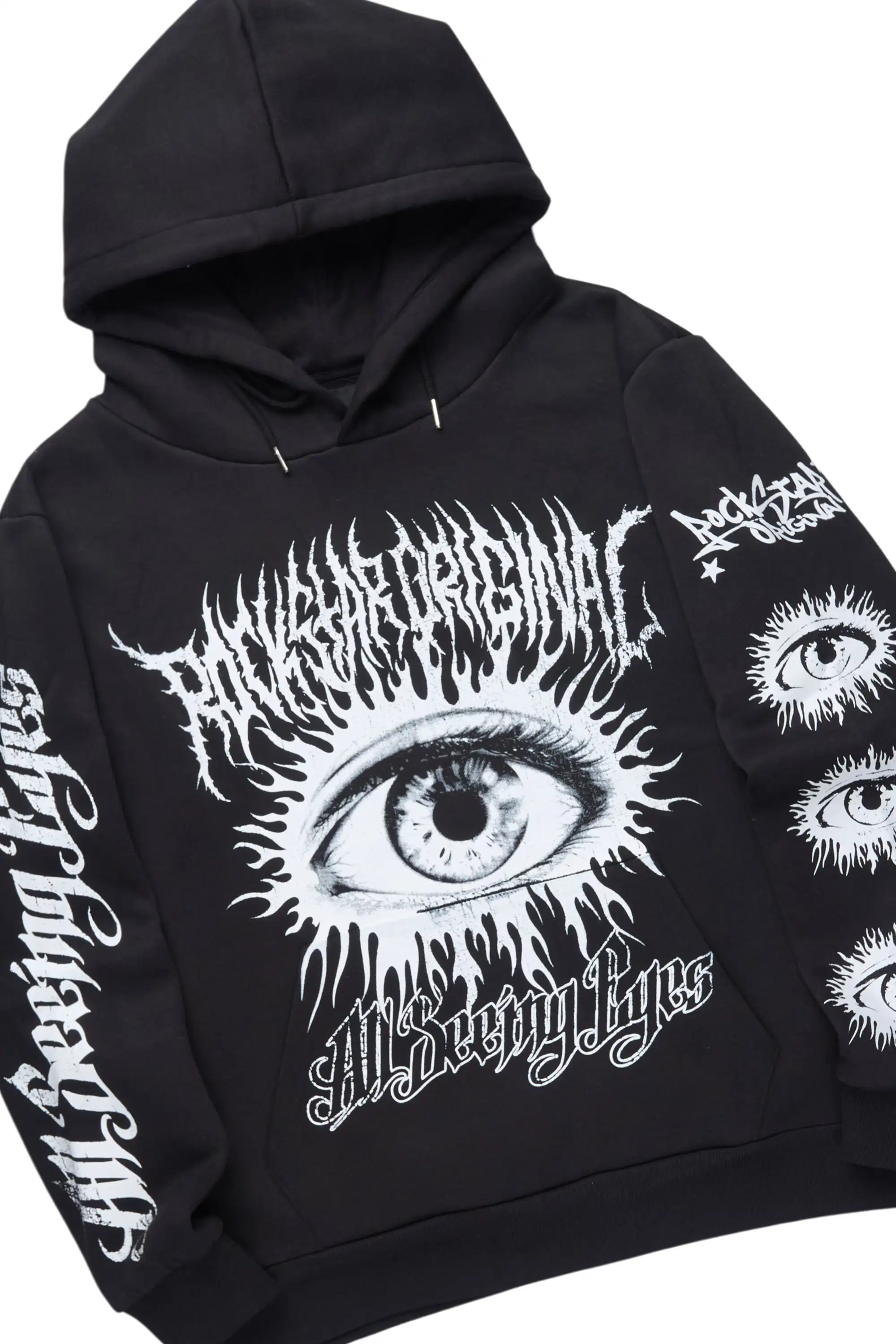 All Seeing Eyes Black/Black Hoodie/Super Stacked Flare Jean Set - Image 6