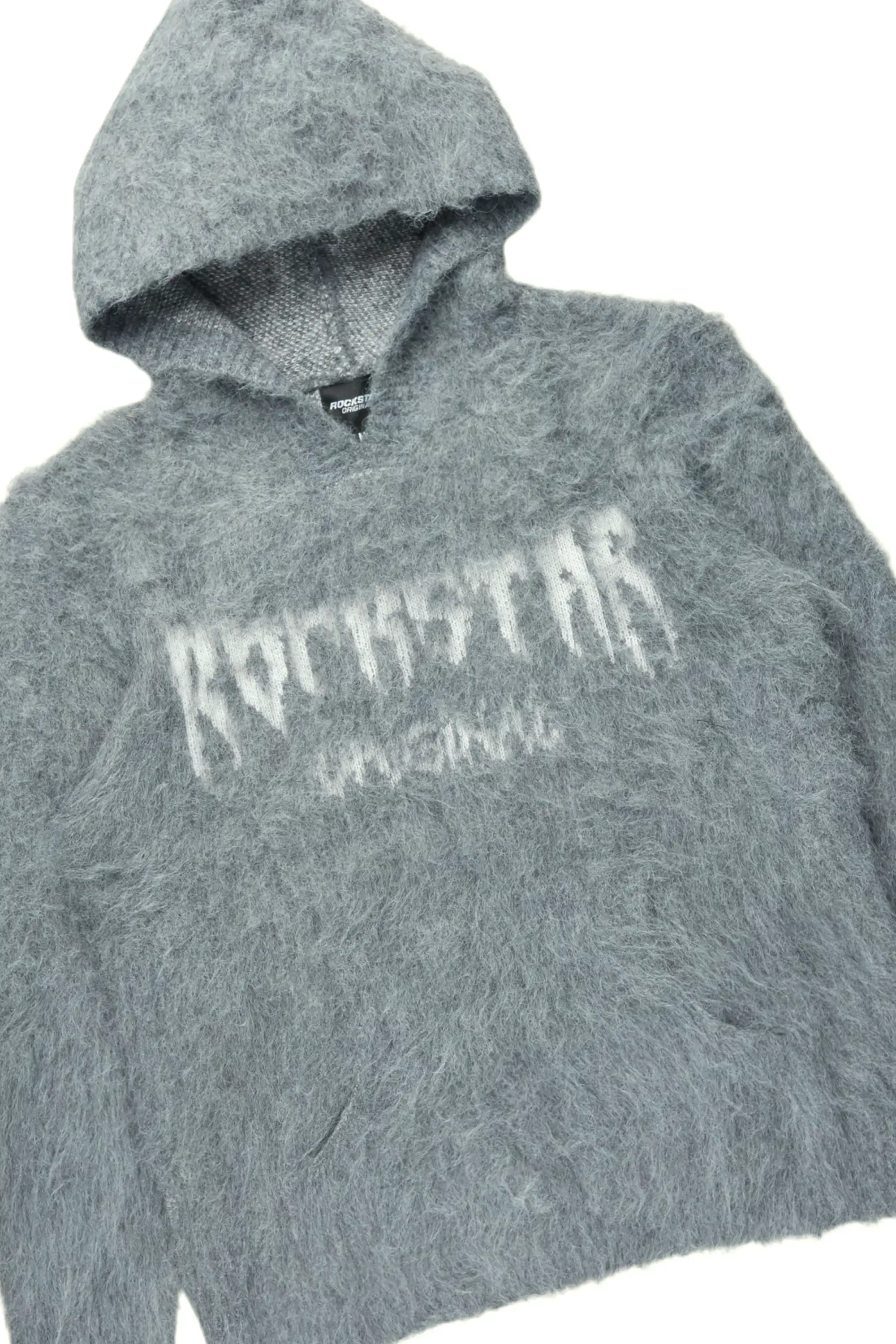 Andros Grey/Dark Grey Mohair Hoodie/Stacked Flare Jean Set - Image 6