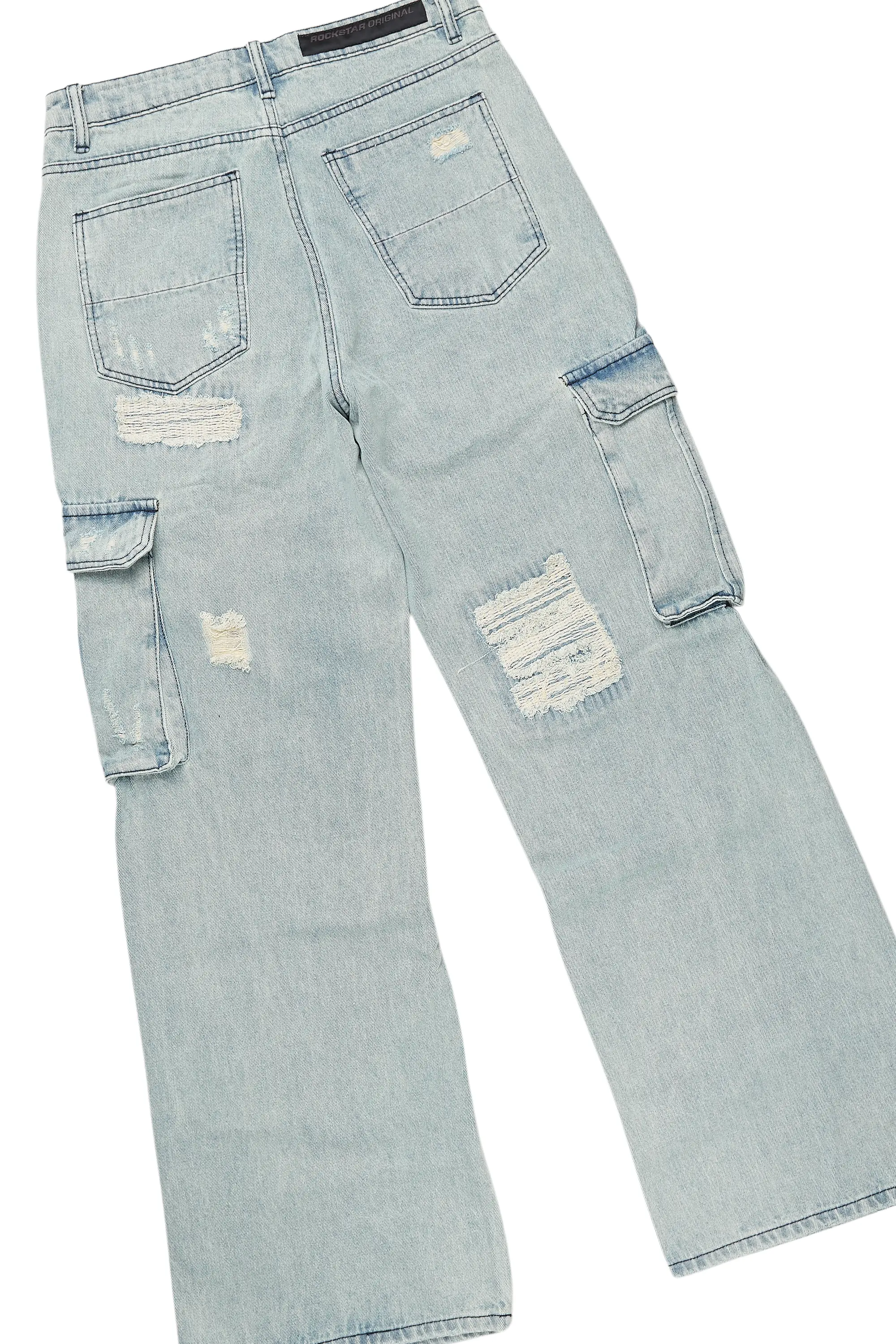 Basic Trio Royal Blue Baggy Fit Jean Set - Image 4