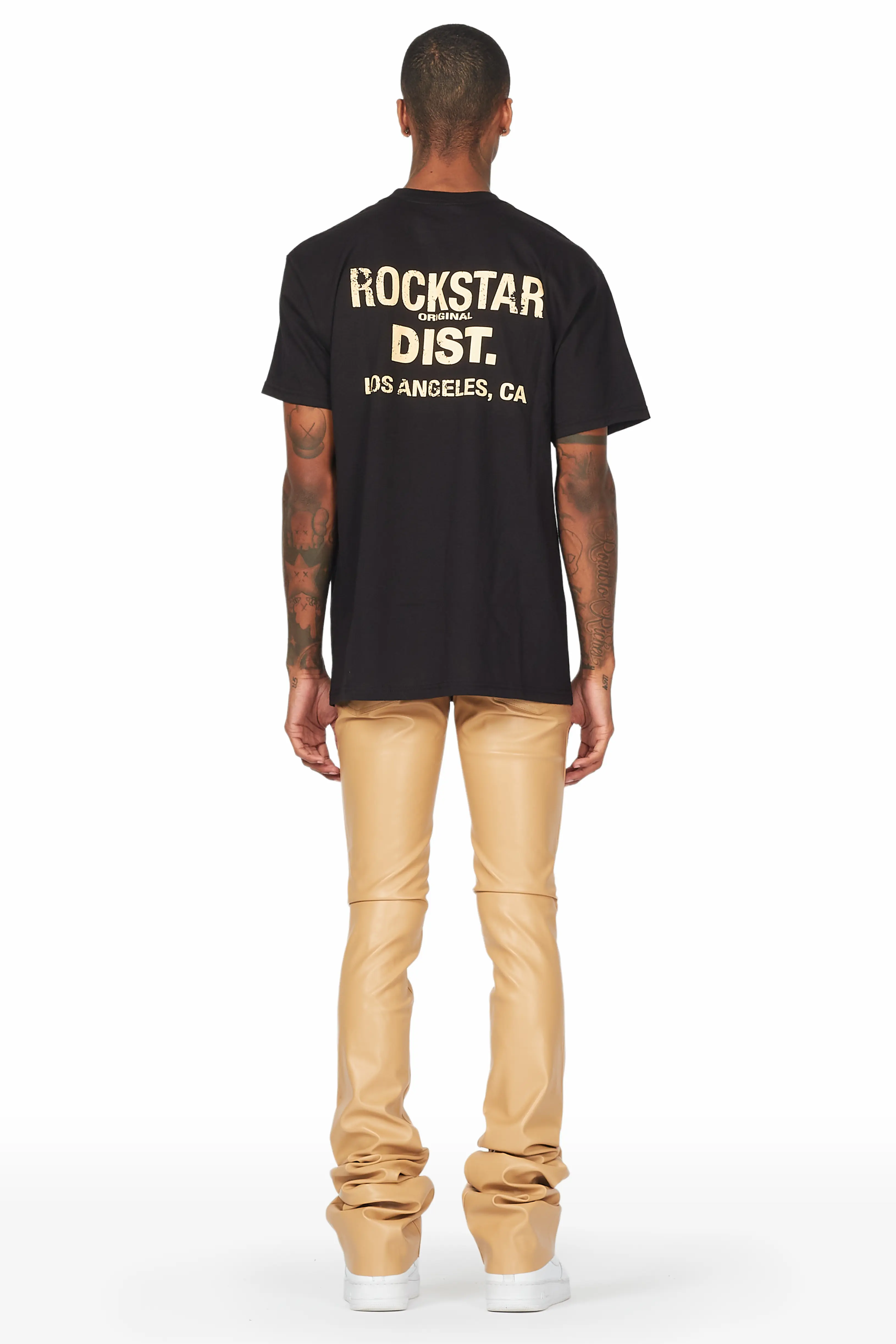 Lake Black T-Shirt & Ricky Tan PU Super Stacked Jean Bundle - Image 5