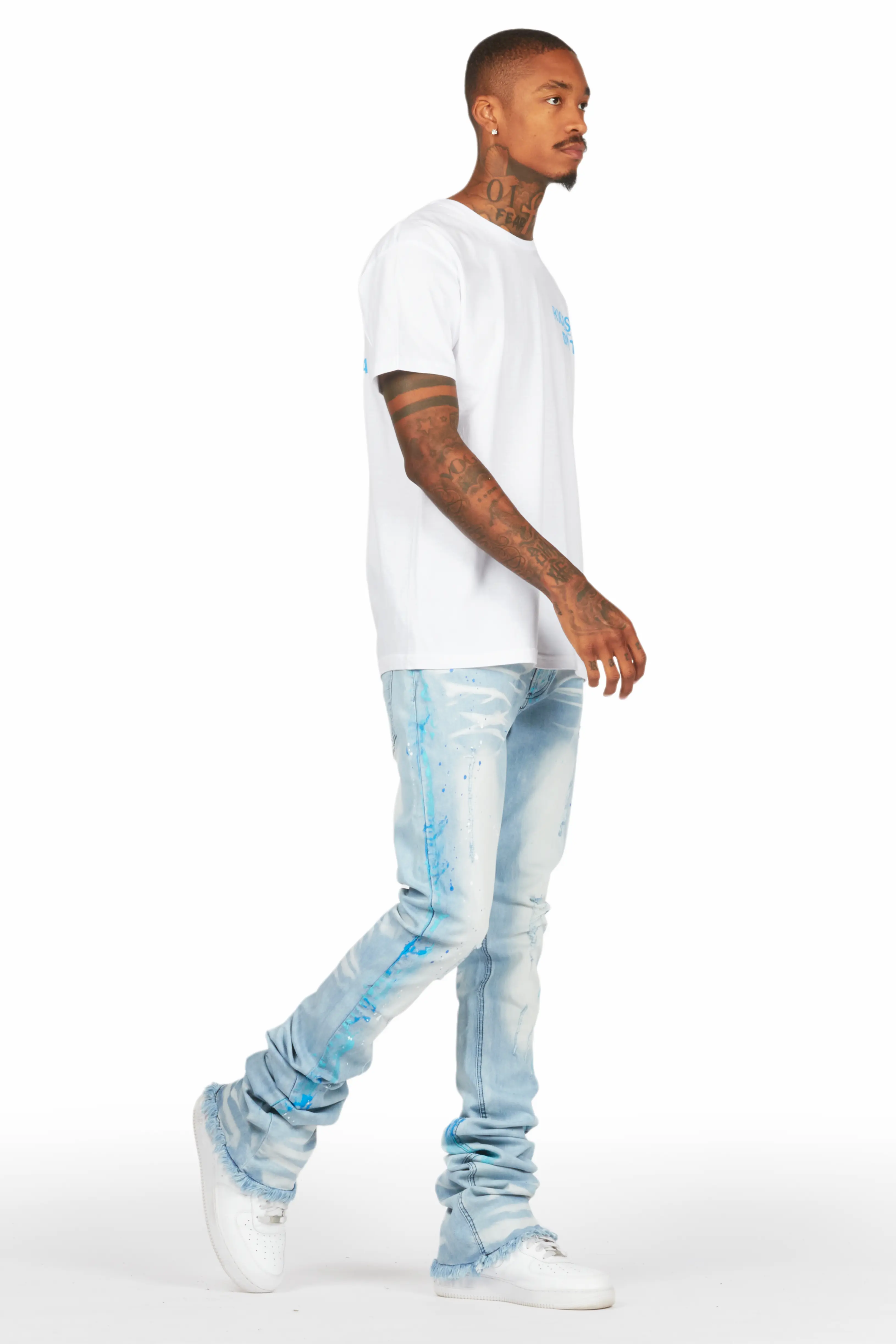 Lake White/Blue T-Shirt/Super Stacked Flare Jean Set - Image 6