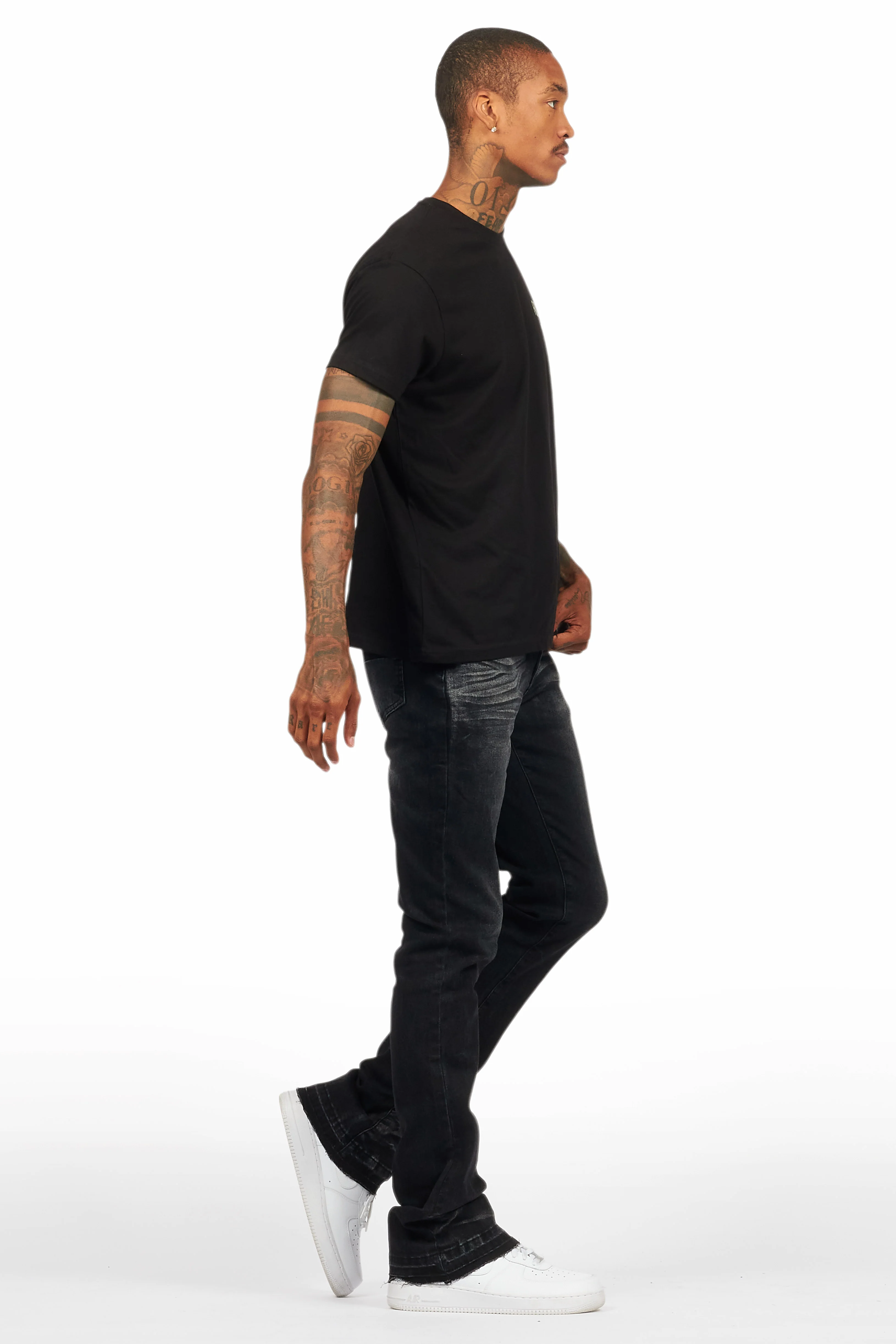Lake Black/Beige T-Shirt/Dag Stacked Flare Jean Set - Image 3