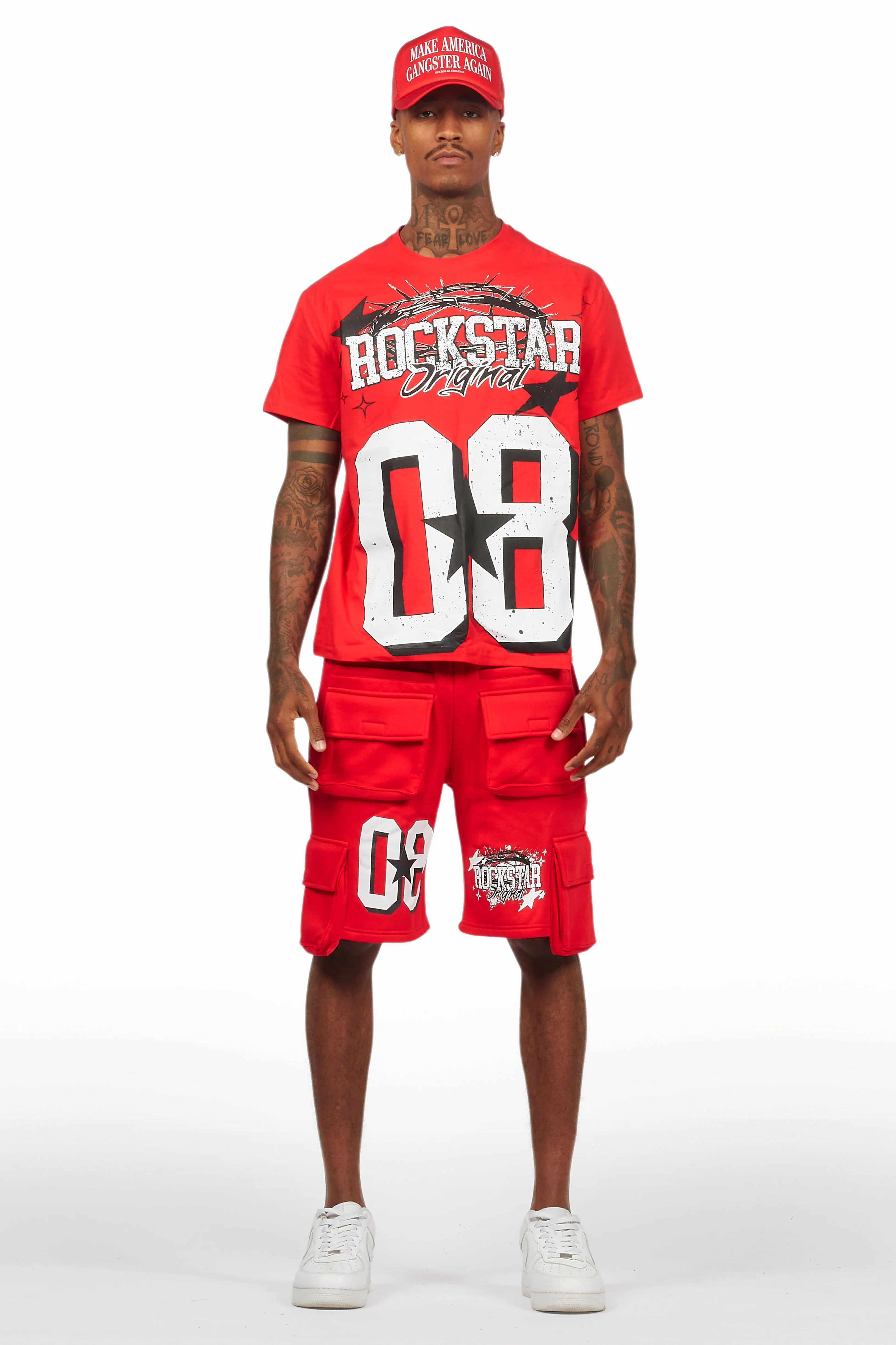 AllStar Red/White T-Shirt Cargo Short Set - Image 2