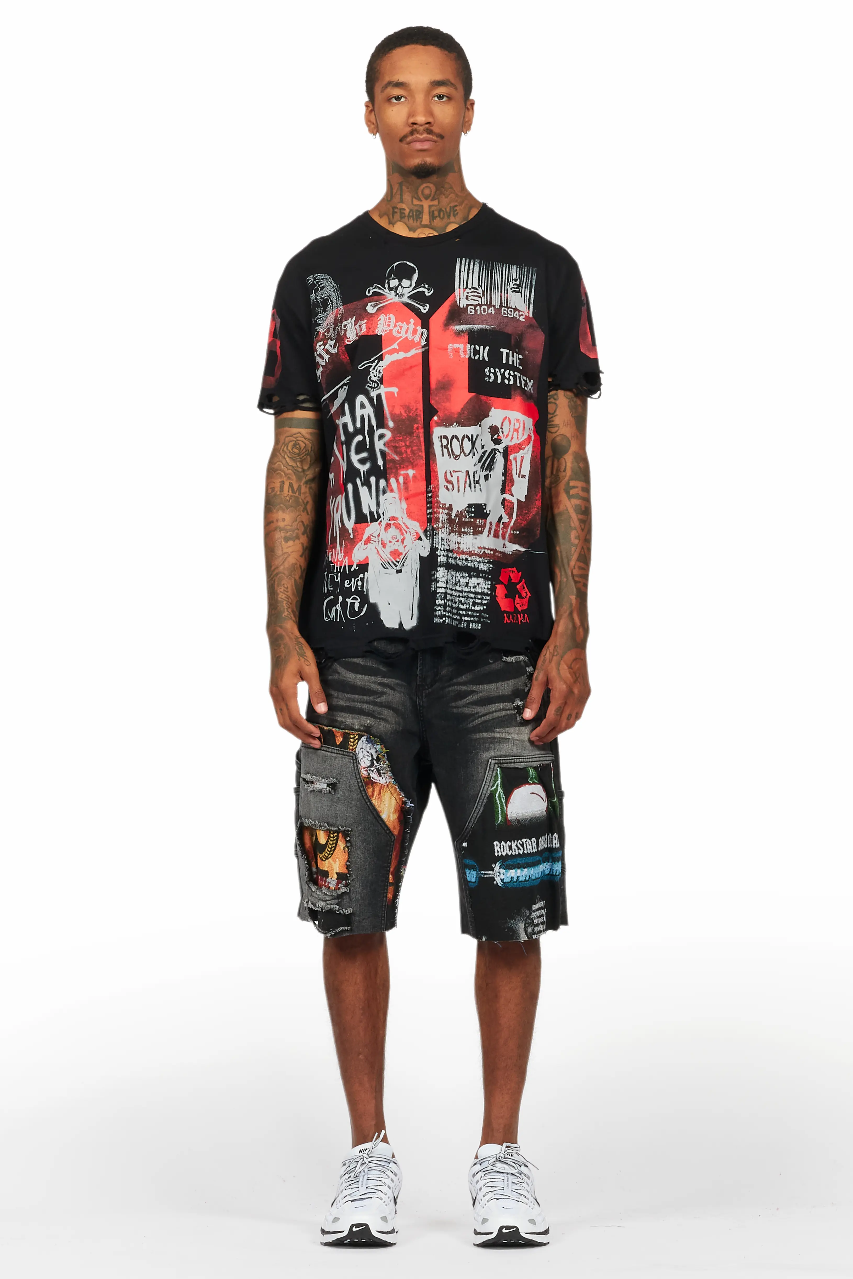 Grill Black T-Shirt/Denim Short Set - Image 3