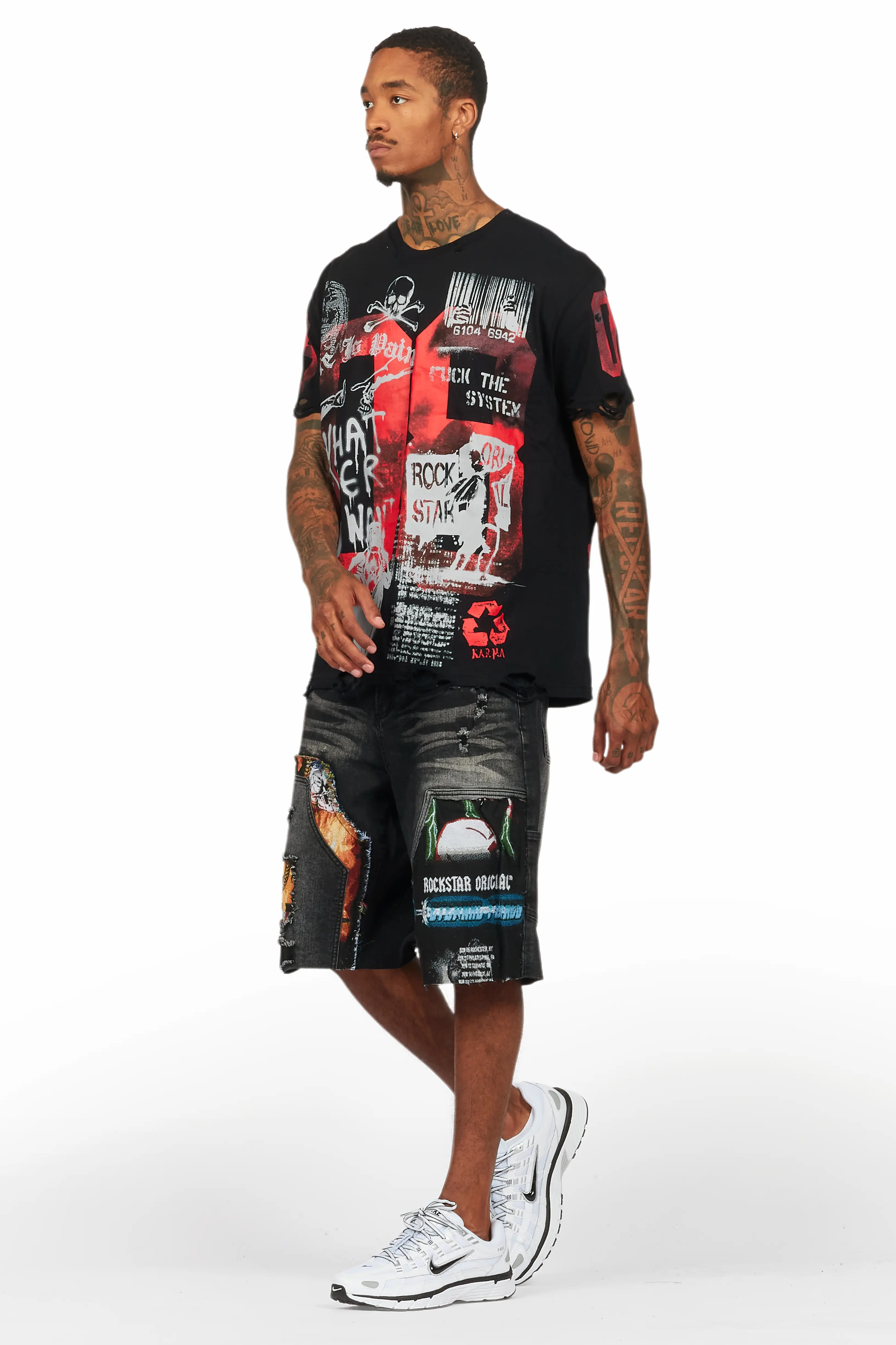 Grill Black T-Shirt/Denim Short Set - Image 6