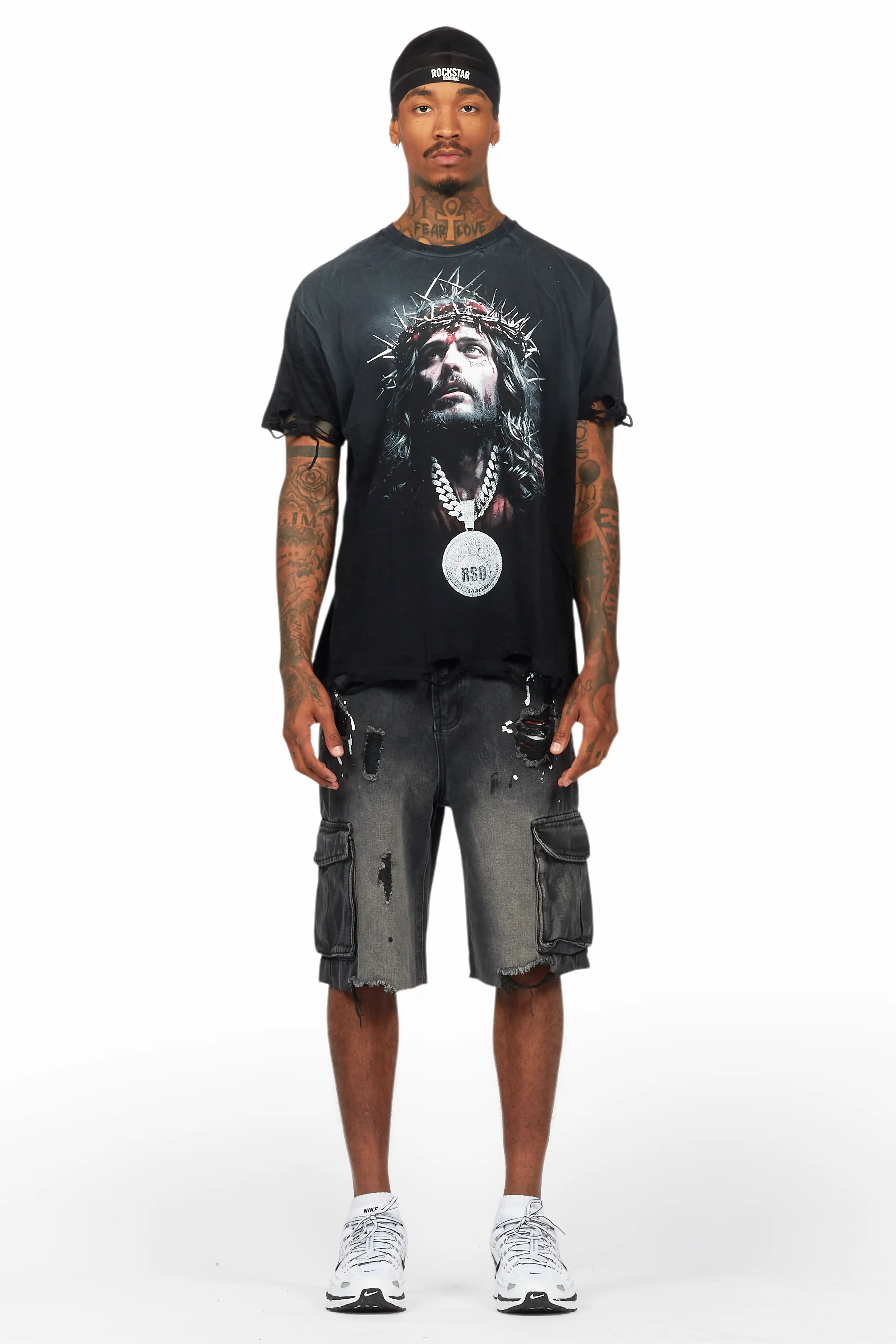 Amina Black T-Shirt/Denim Short Set - Image 2