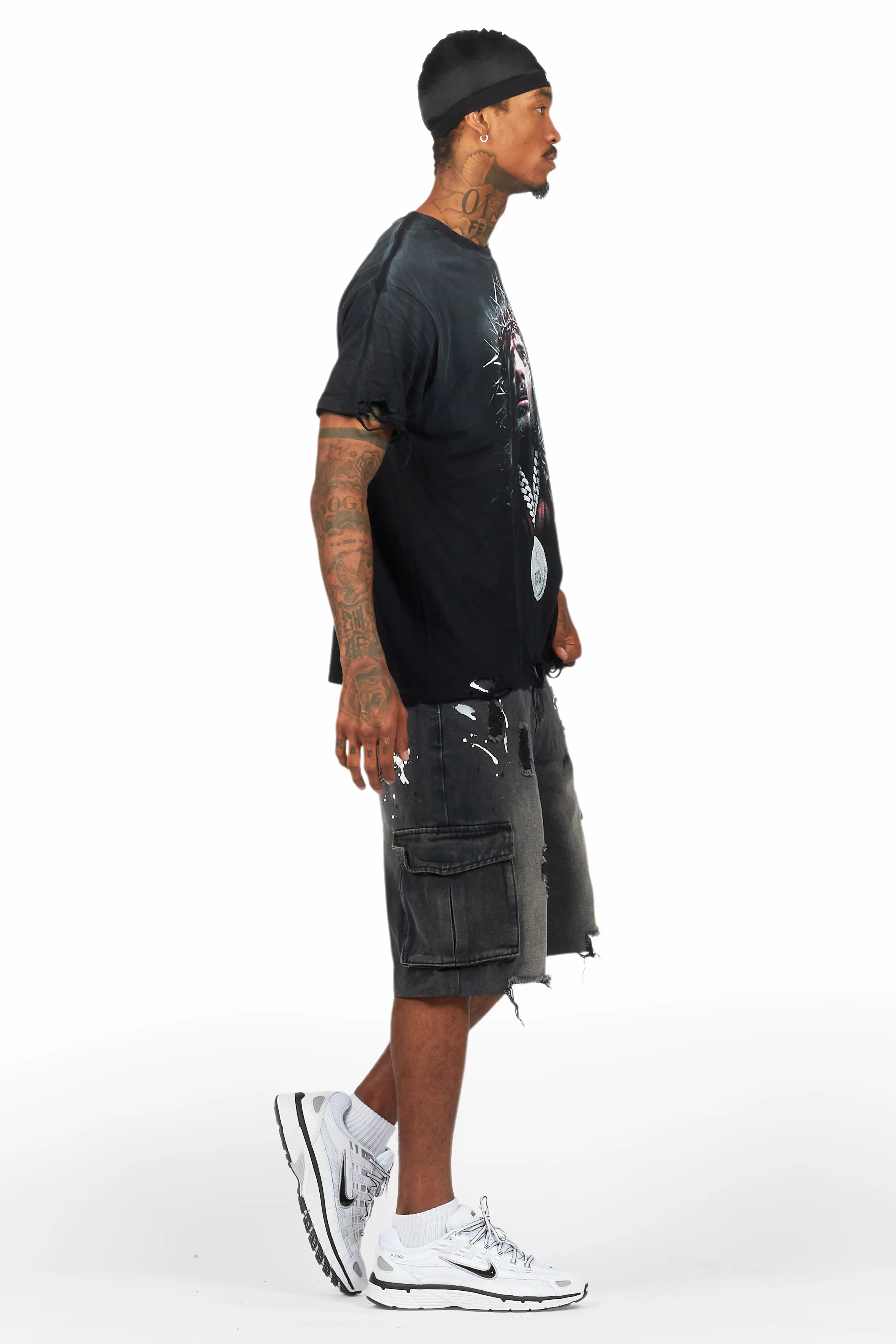 Amina Black T-Shirt/Denim Short Set - Image 3