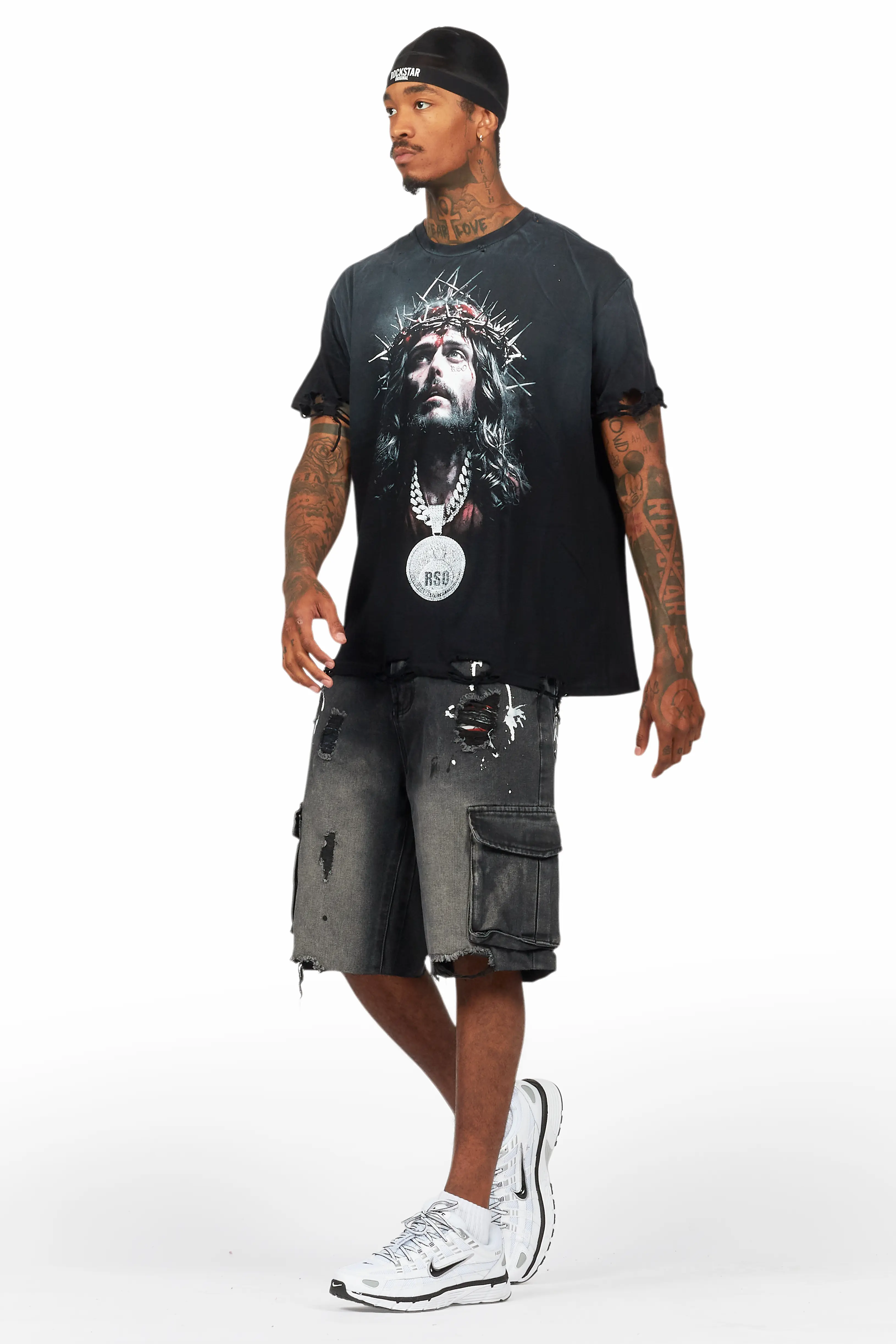 Amina Black T-Shirt/Denim Short Set - Image 5