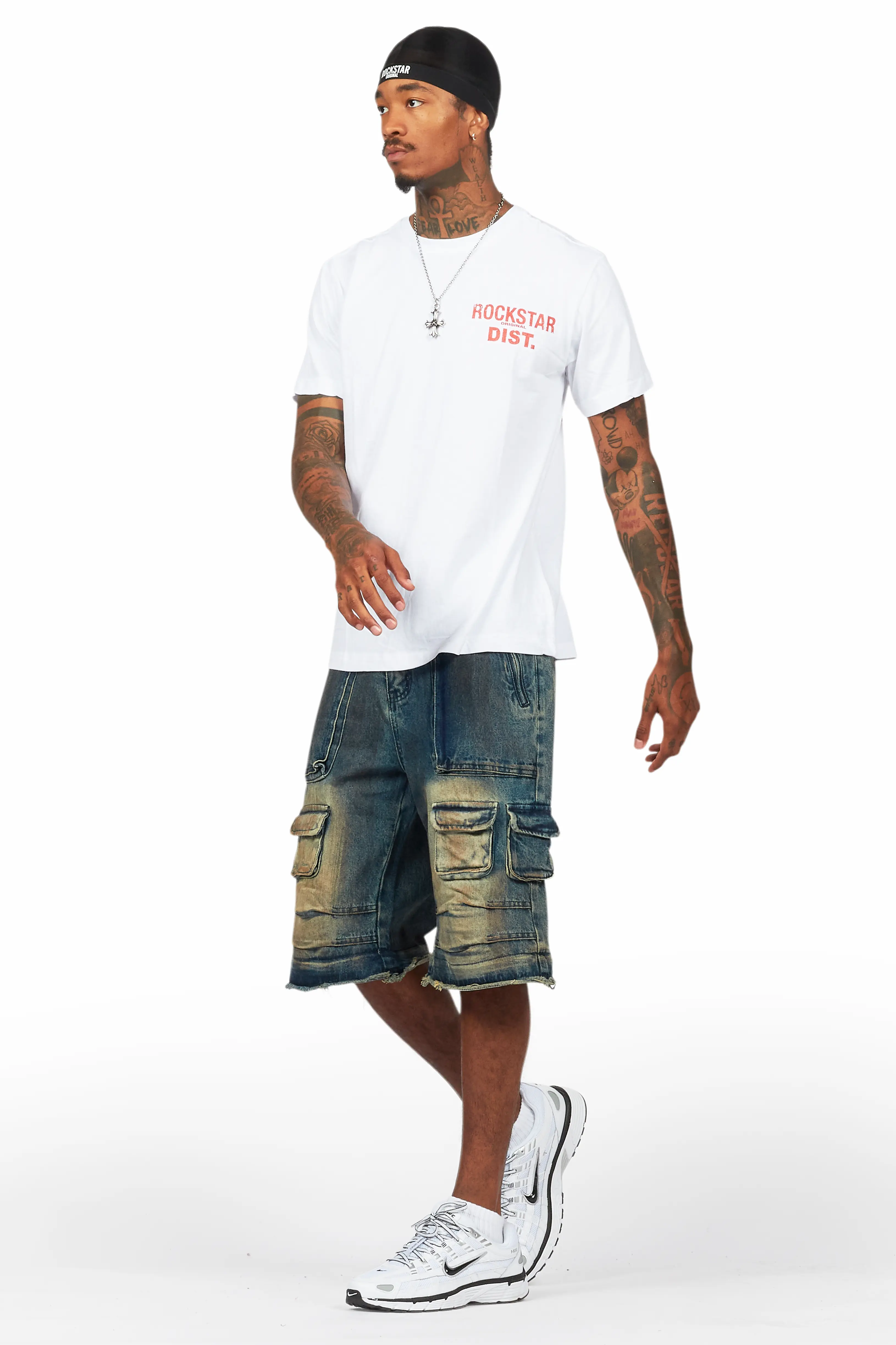 Lake White/Dark Blue T-Shirt/Denim Short Set - Image 5