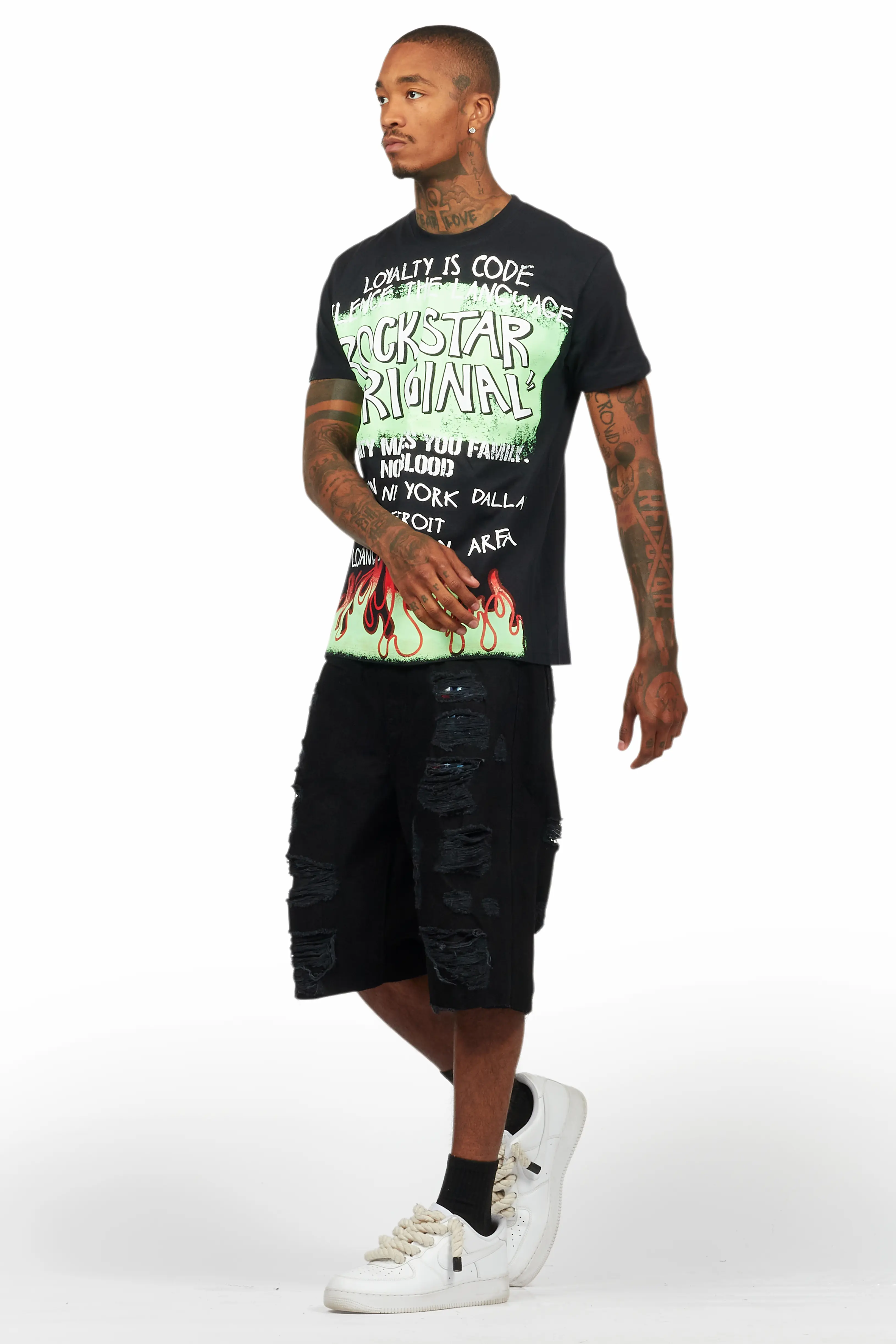 Beno Black T-Shirt/Denim Short Set - Image 5