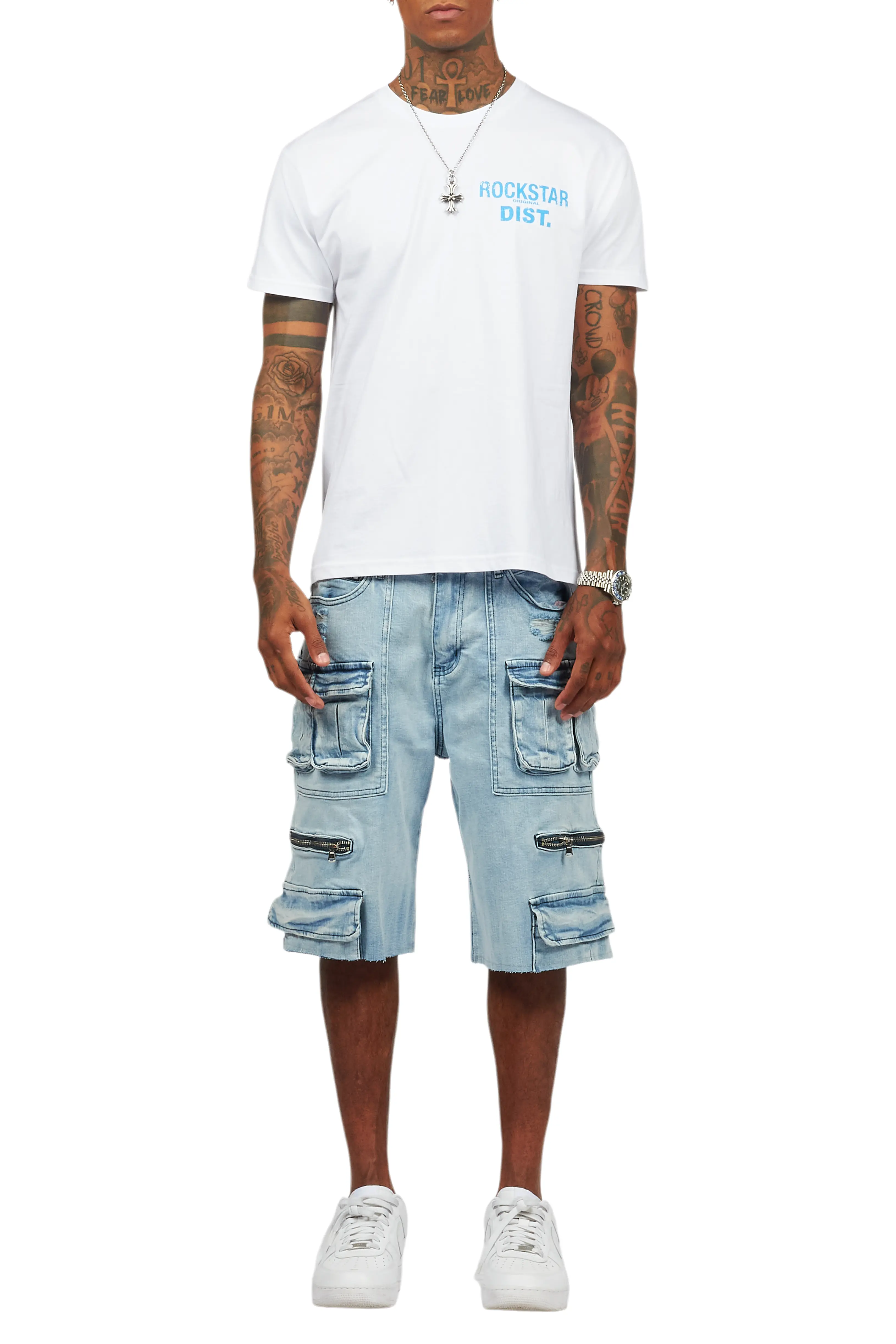 Lake White/Blue T-Shirt/Denim Short Set - Image 11