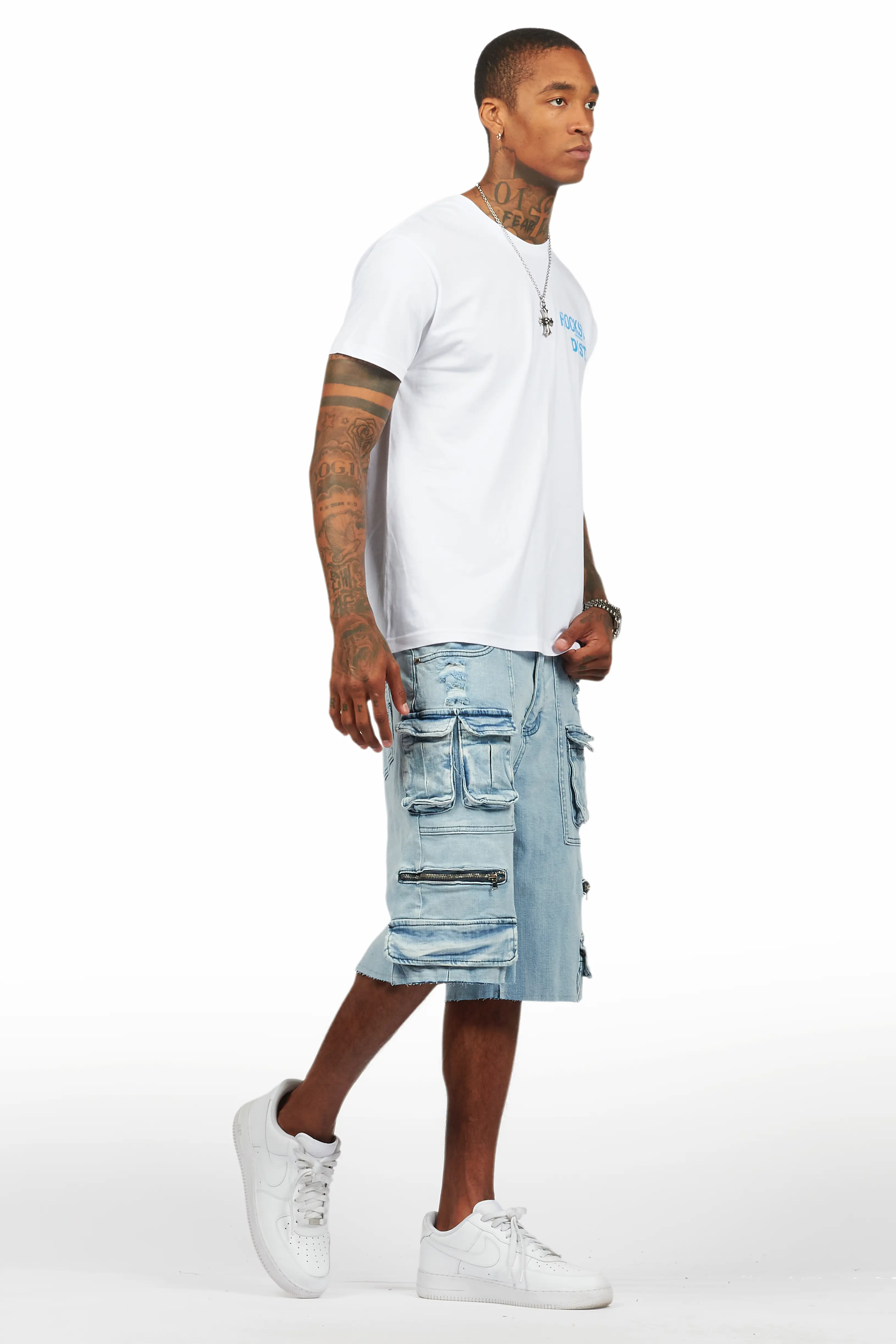 Lake White/Blue T-Shirt/Denim Short Set - Image 6