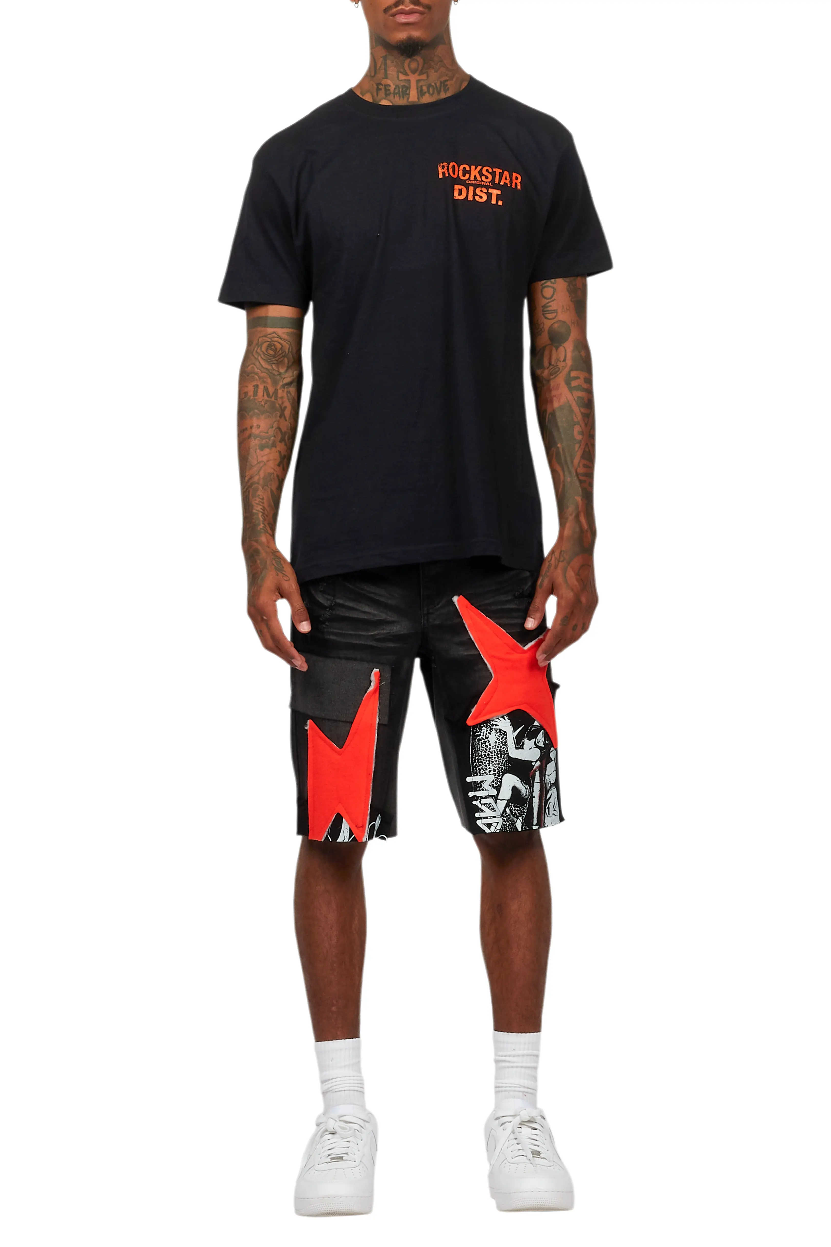 Akos Black T-Shirt/Denim Short Set - Image 11