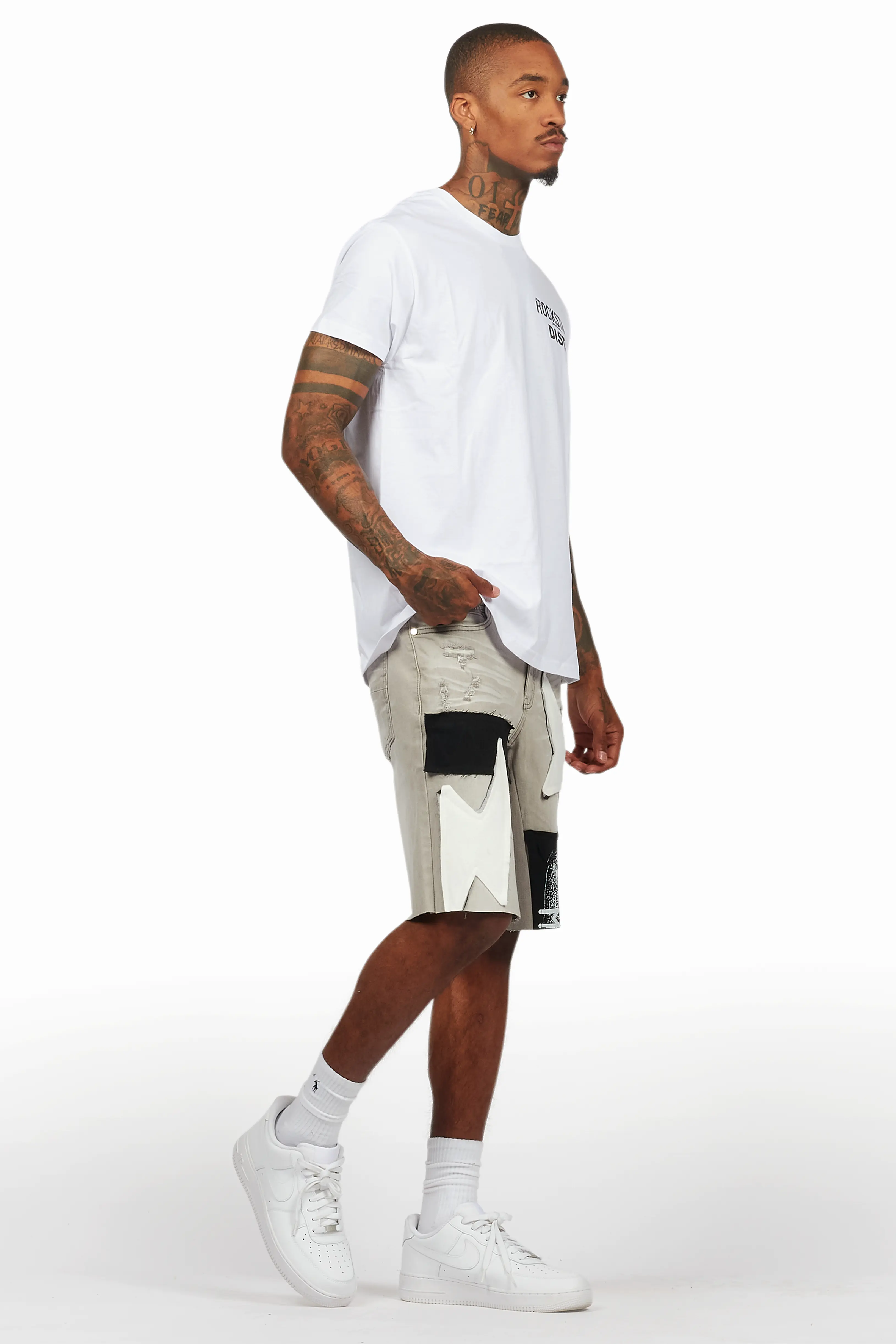 Akos White T-Shirt/Denim Short Set - Image 6