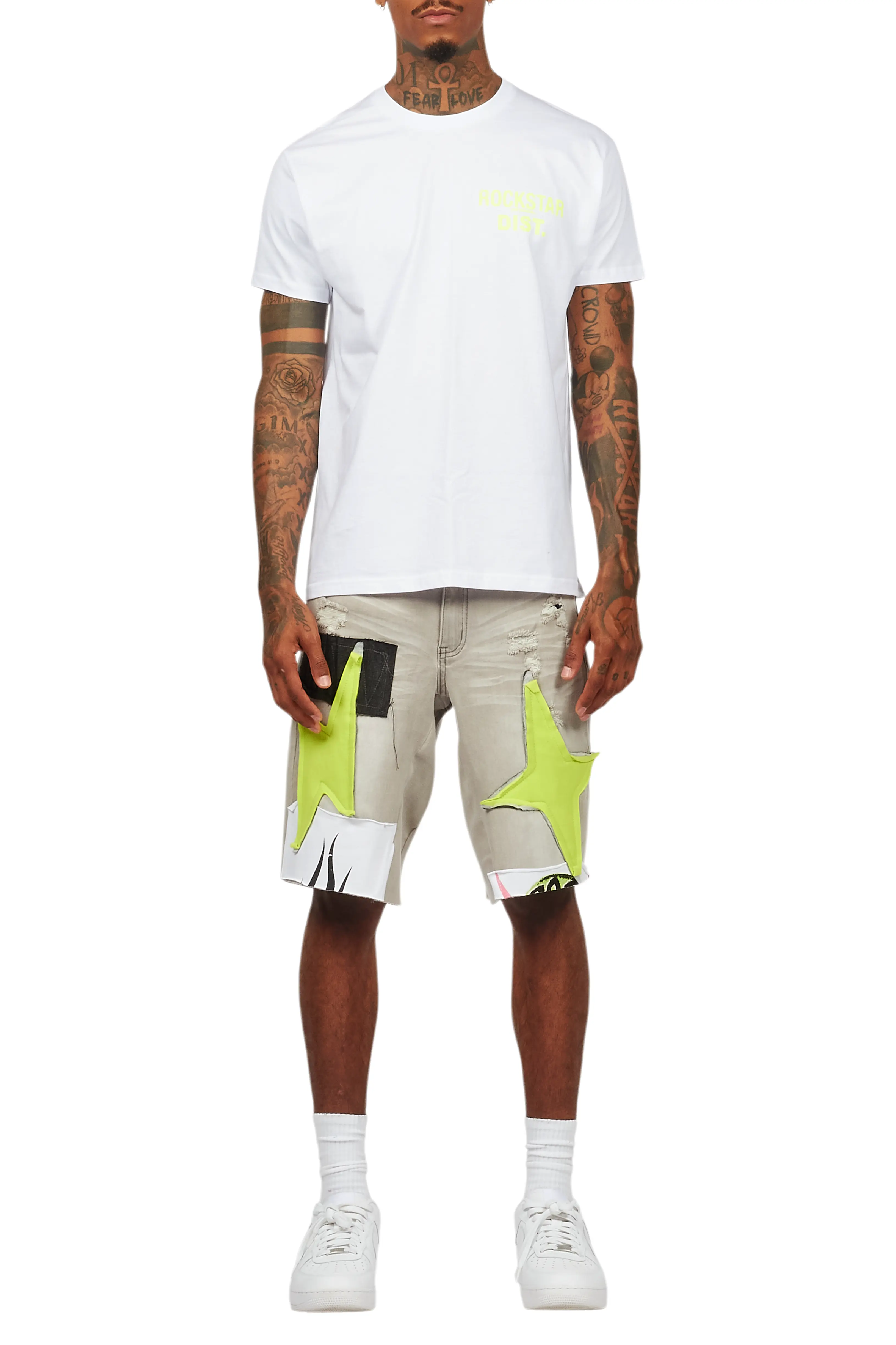 Butch White/Green T-Shirt/Denim Short Set - Image 11