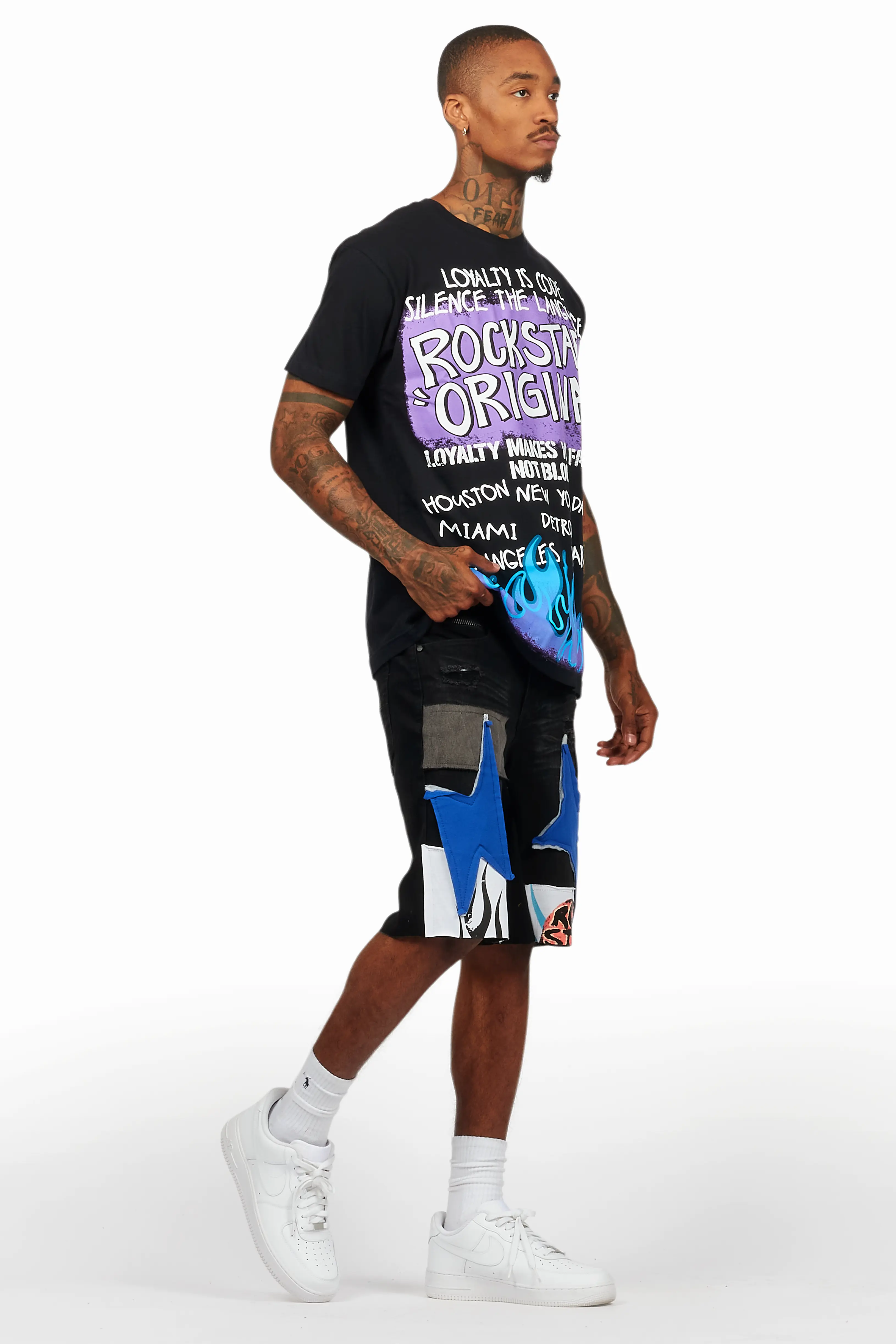 Beno Black T-Shirt/Denim Short Set - Image 6