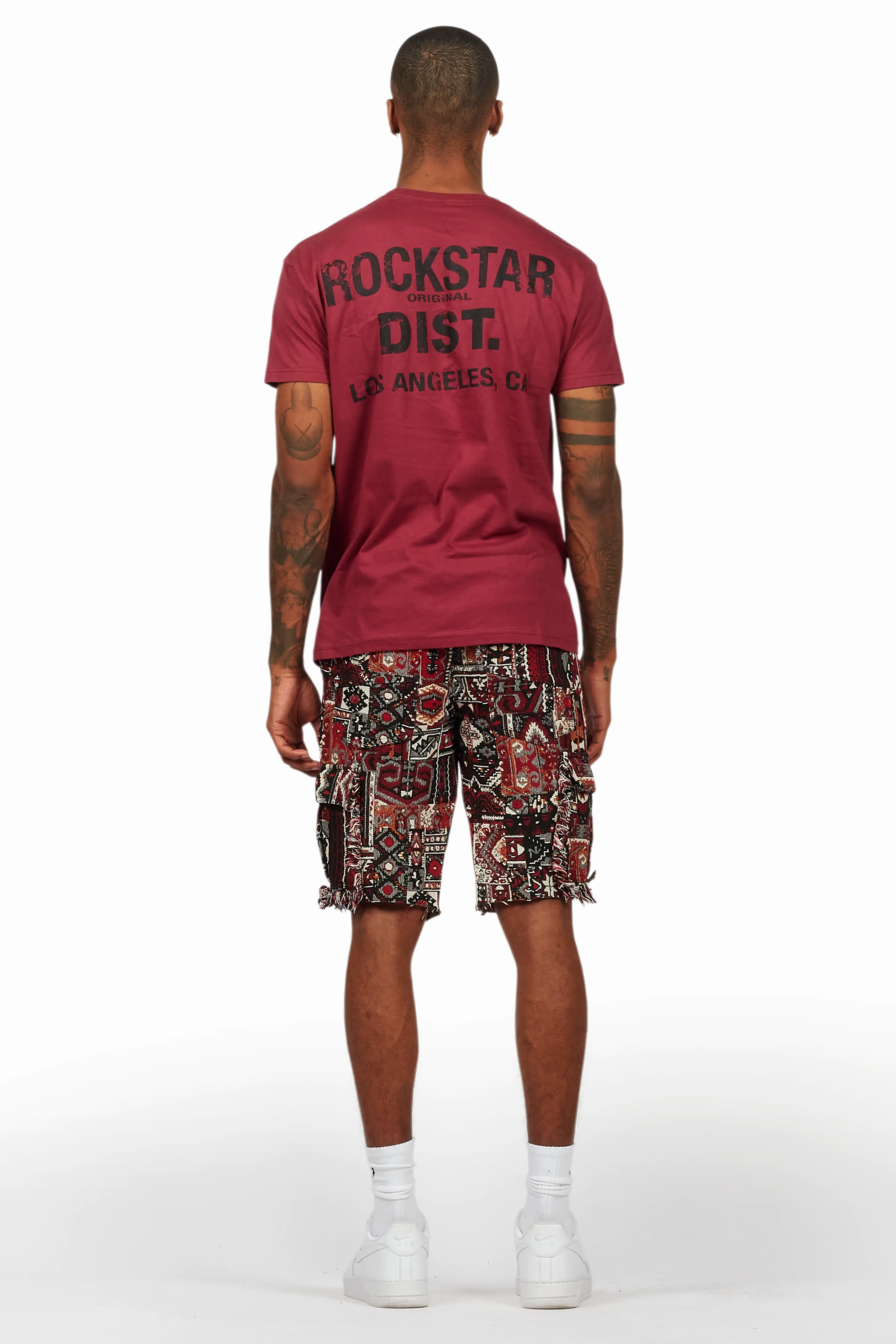 Lake Burgundy/Black T-Shirt/Tapestry Short Set - Image 4